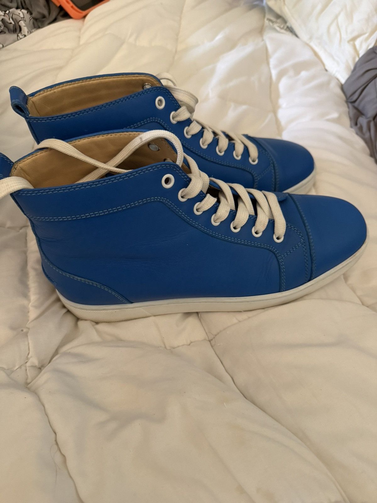 Christian Louboutin Christian Louboutin mens blue calf leather high tops Size US 8.5 / EU 41-42 - 2 Thumbnail