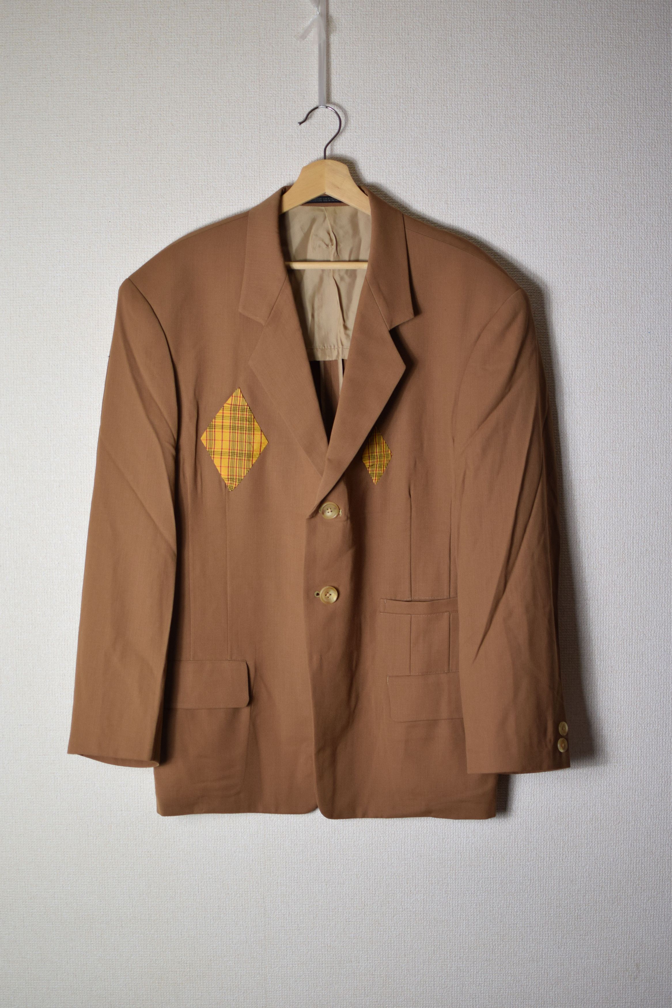 Yohji Yamamoto YYPH Archive SS88 Beige Diamond Blazer Size 52R - 2 Thumbnail
