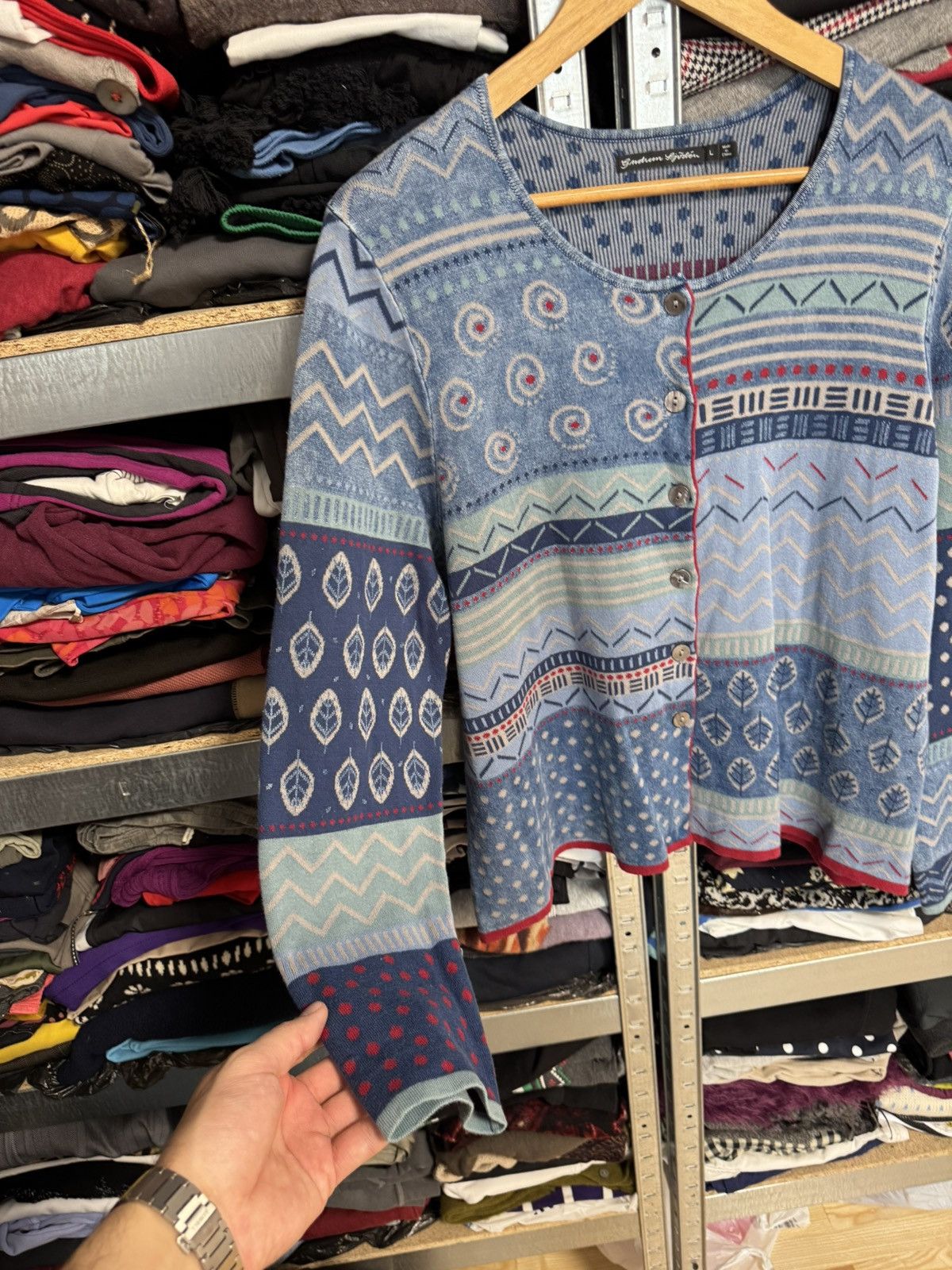 Gudrun Sjoden Gudrun Sjoden Sz L Printed Button Up Cardigan Sweater Jacket Size L / US 10 / IT 46 - 2 Thumbnail