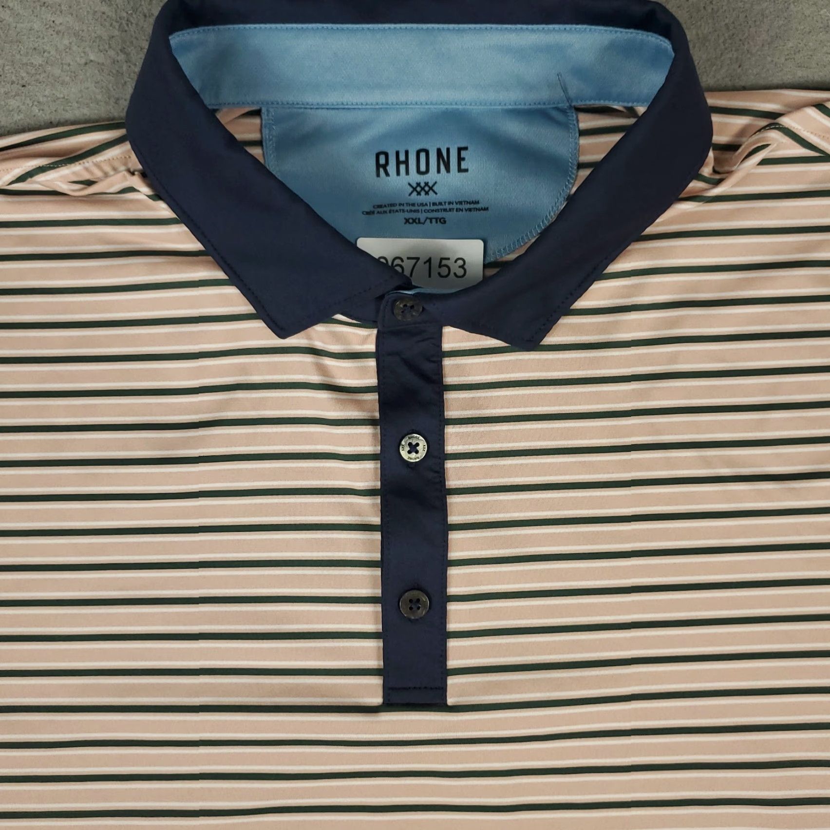 Rhone Rhone Polo Shirt Mens 2XL Peach Blue Striped Casual Golf Short Sleeve Shirt Polo Button Collar Casual Comfort Colorful Modern Preppy Sports Mens Size US XXL / EU 58 / 5 - 2 Thumbnail