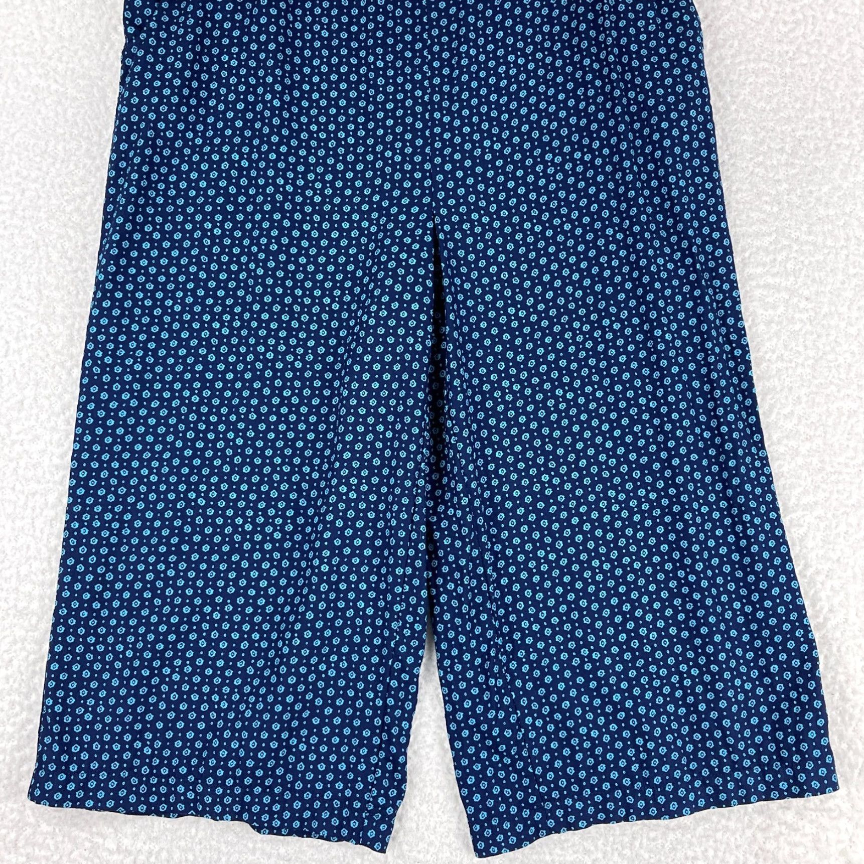 Vintage NorthStyle Blue Dot Print Pull On Elastic Waist Cropped Pants Womens Large Size 36" / US 14 / IT 50 - 3 Thumbnail