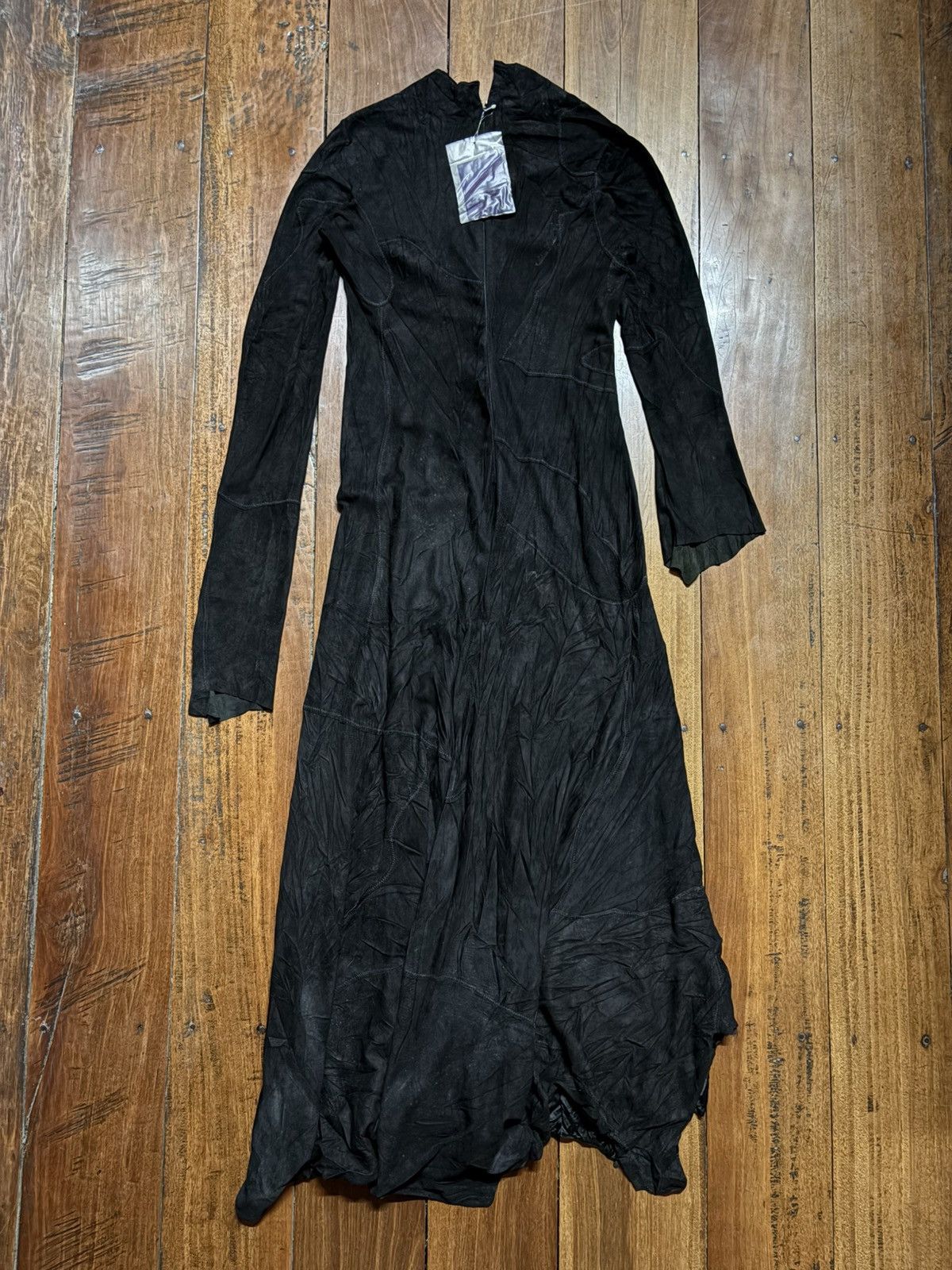 Yohji Yamamoto Yohji Yamamoto Black Leather Patchwork Maxi Dress F/W 2000 Size XS / US 0-2 / IT 36-38 - 3 Thumbnail