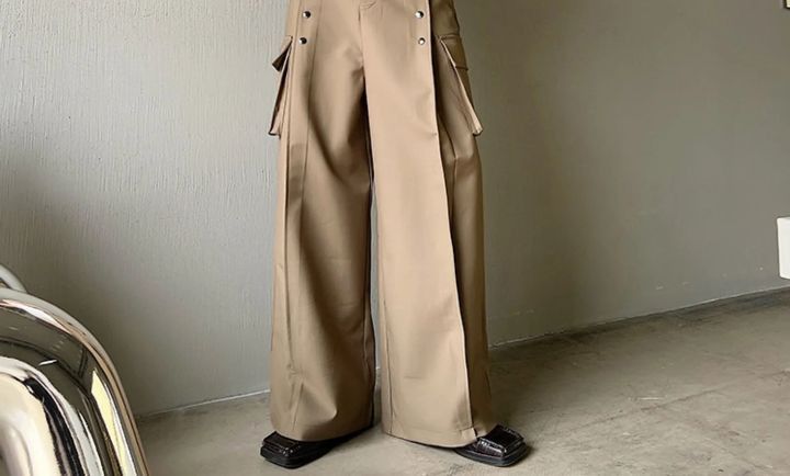 Japanese Brand Mens Casual Wide Leg Trousers Size US 32 / EU 48 - 3 Thumbnail