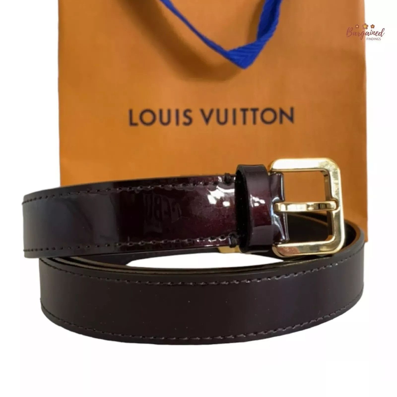 Louis Vuitton Amaranto Monogram Vernis Leather Gold Belt