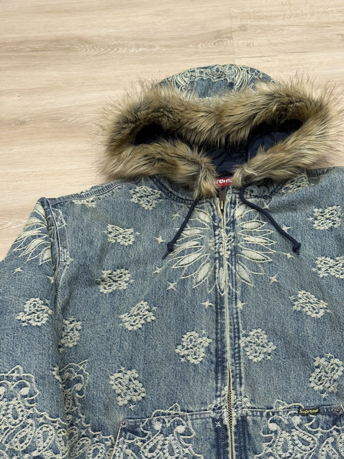 Supreme Supreme Bandana Jacquard Denim Hooded Work Jacket Size US XL / EU 56 / 4 - 6 Thumbnail