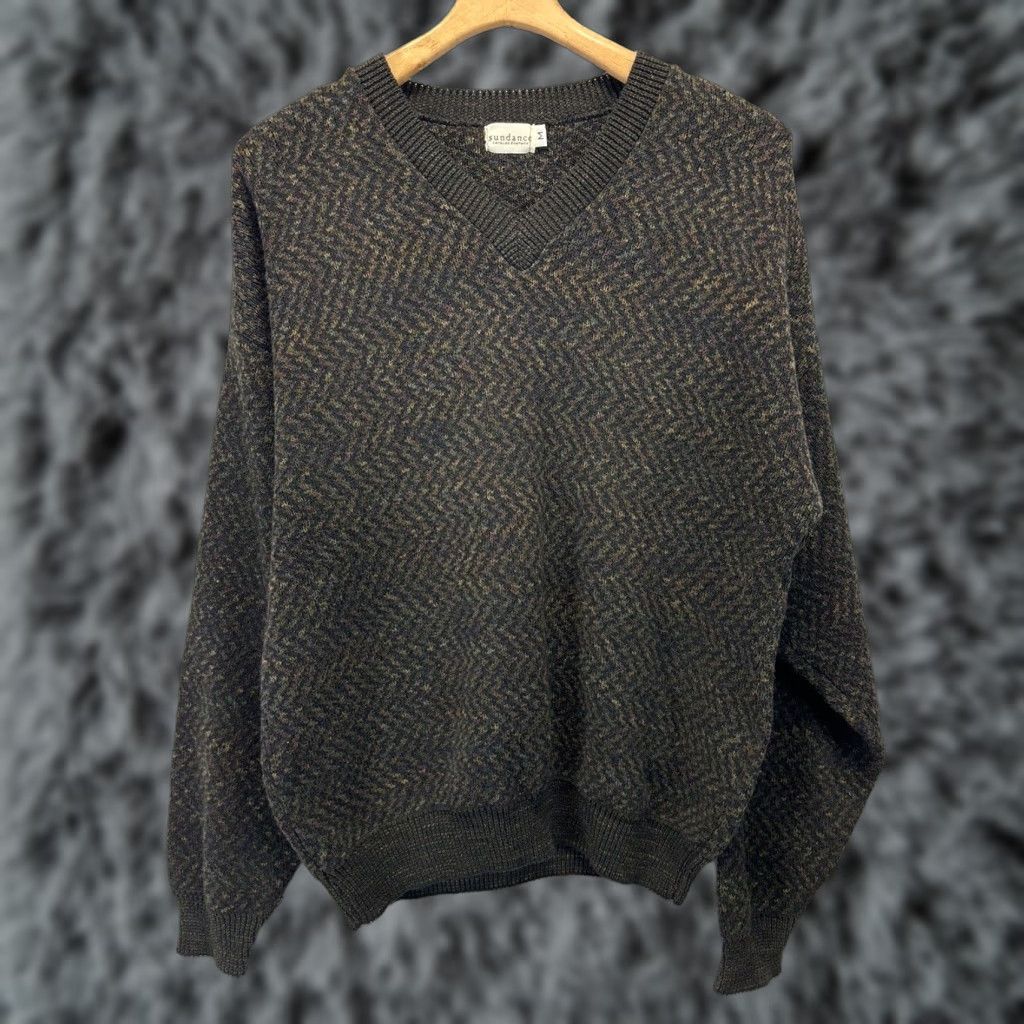 Vintage VINTAGE Sundance 80s V-Neck Sweater Men’s Medium Brown Knit Pullover Long Sleeve Size US M / EU 48-50 / 2 - 1 Thumbnail
