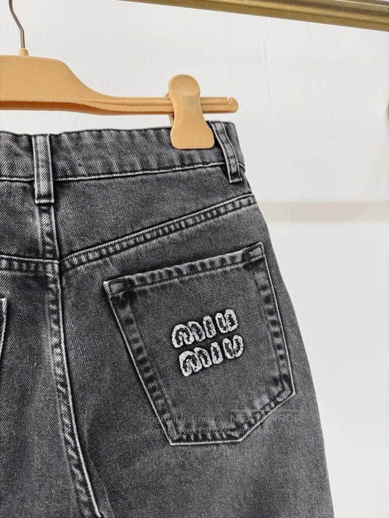 Miu Miu Miu Miu 24 Black and gray letter logo jeans Size 24" / US 00 / IT 34 - 3 Thumbnail