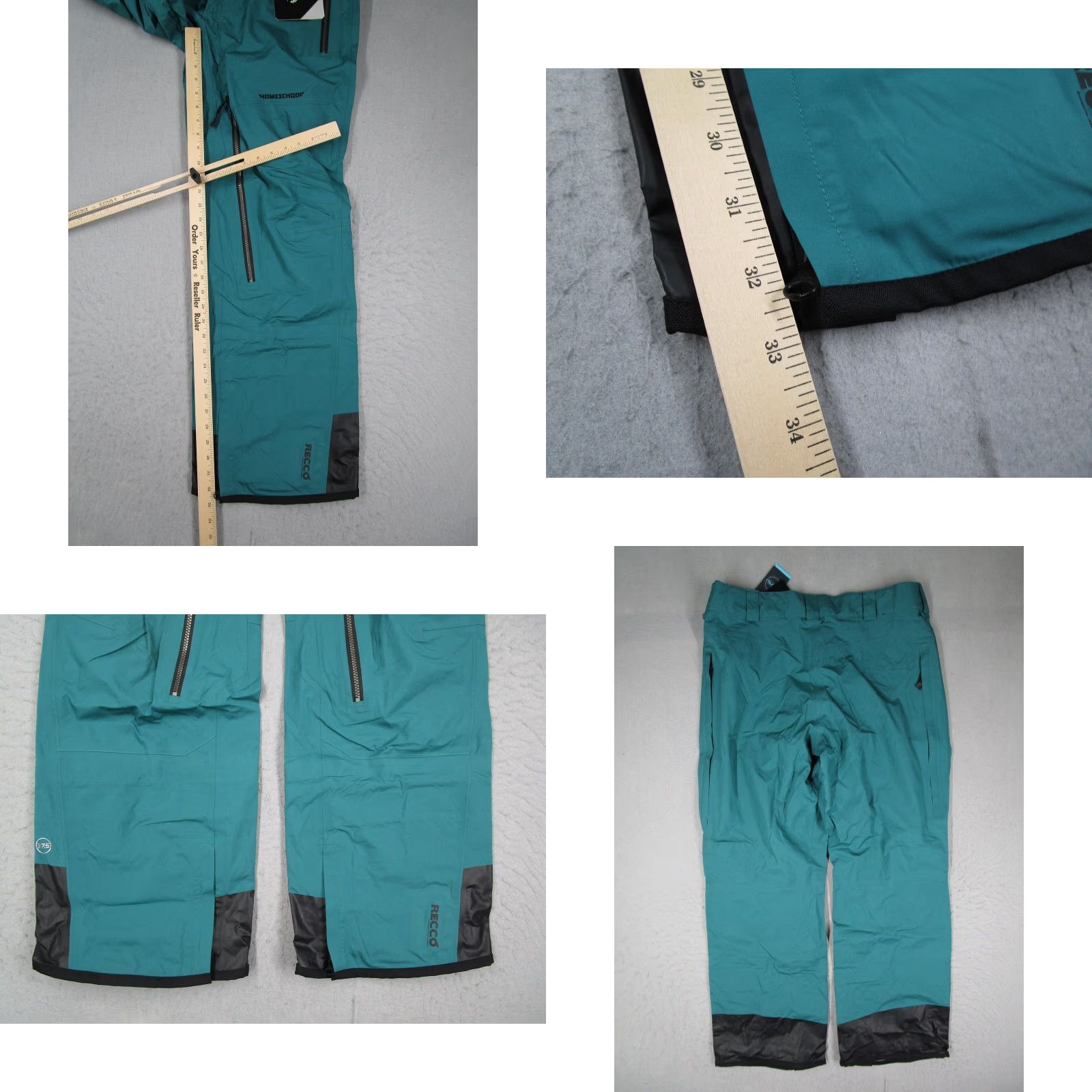 Ecco Homeschool Snow Pants Mens XL 38x32 Green Heavy Days II Ski Snowboard RECCO Pockets Water Resistant Size US 36 / EU 52 - 8 Thumbnail