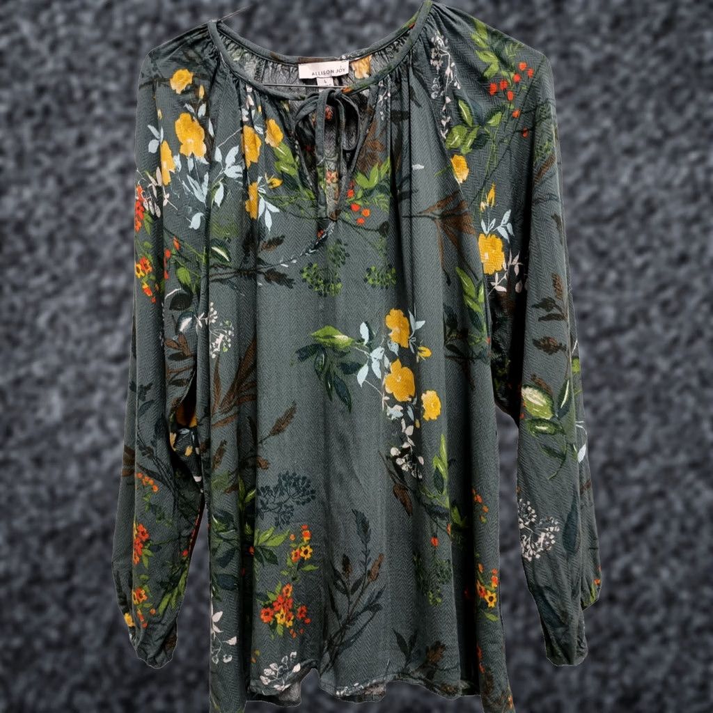 Altea Allison Joy Blouse Womens Large Teal Floral BOHO Peasant Long Sleeve Casual Top Size L / US 10 / IT 46 - 1 Thumbnail