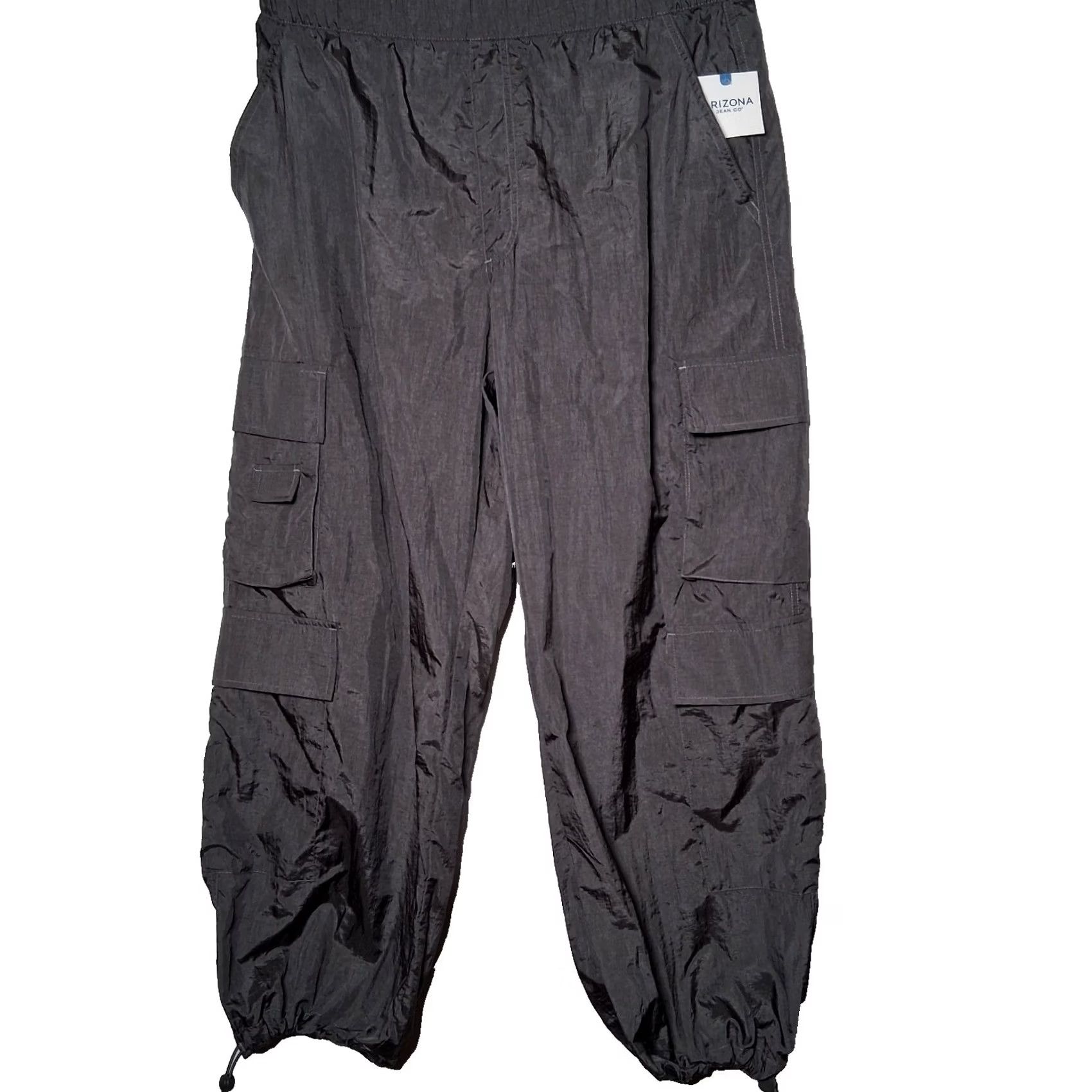 Vintage VINTAGE Arizona Jeans Parachute Pants Women XL Dark Gray Nylon Baggy Wide Leg NEW Size 40" / US 18 - 2 Thumbnail