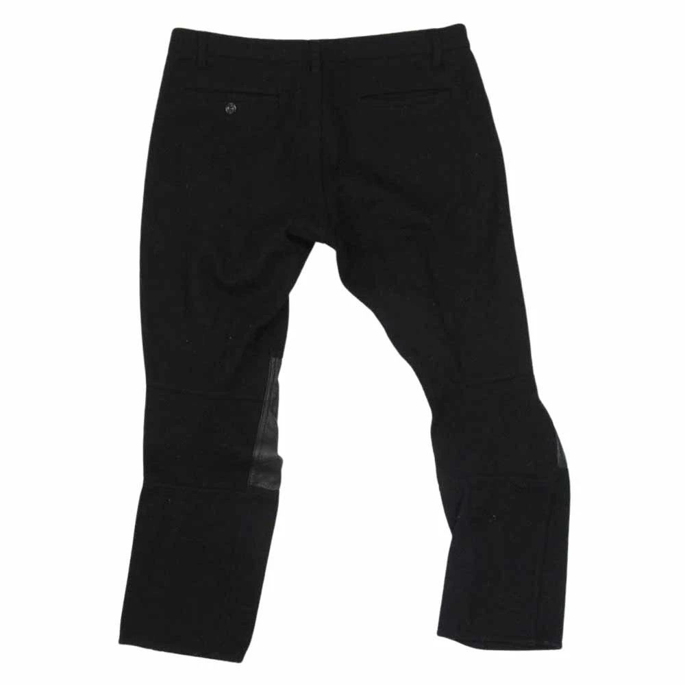 Comme des Garcons Cropped Pants faux leather patch wool pants zipper Black Size US 32 / EU 48 - 2 Thumbnail
