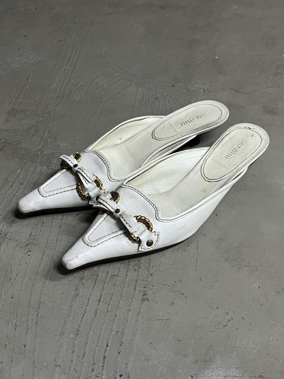 Prada 2000’ Miu Miu Kitten Heels Mules Pointed Toe Size 38 Size US 8 / IT 38 - 2 Thumbnail