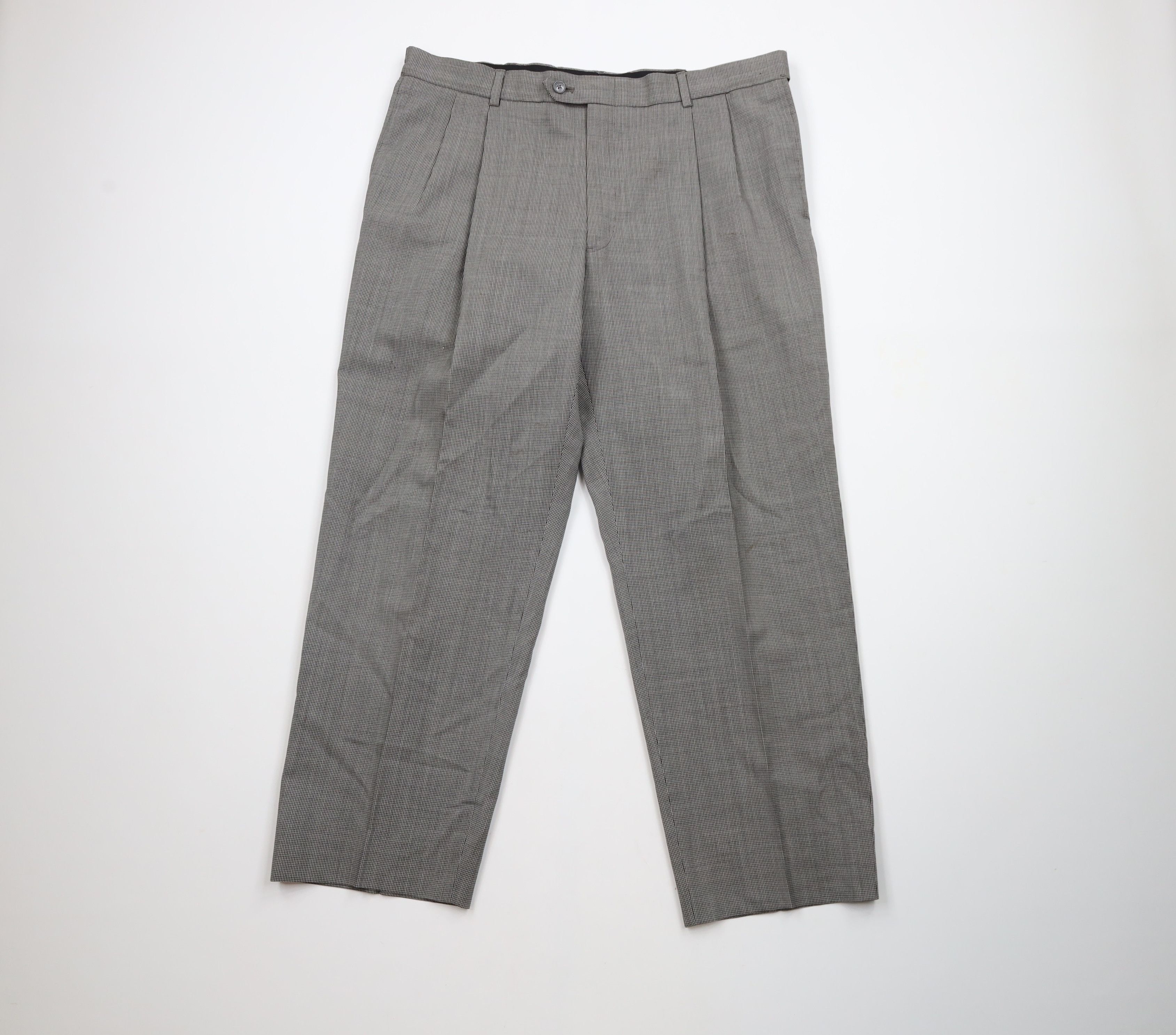 Vintage Vintage 90s Streetwear Houndstooth Wool Wide Leg Pants Size US 36 / EU 52 - 1 Thumbnail