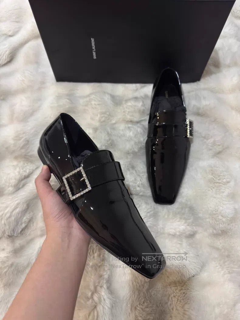 Saint Laurent Paris Saint Laurent Paris Crystal Buckle Loafers Shoes Size US 10 / EU 43 - 2 Thumbnail