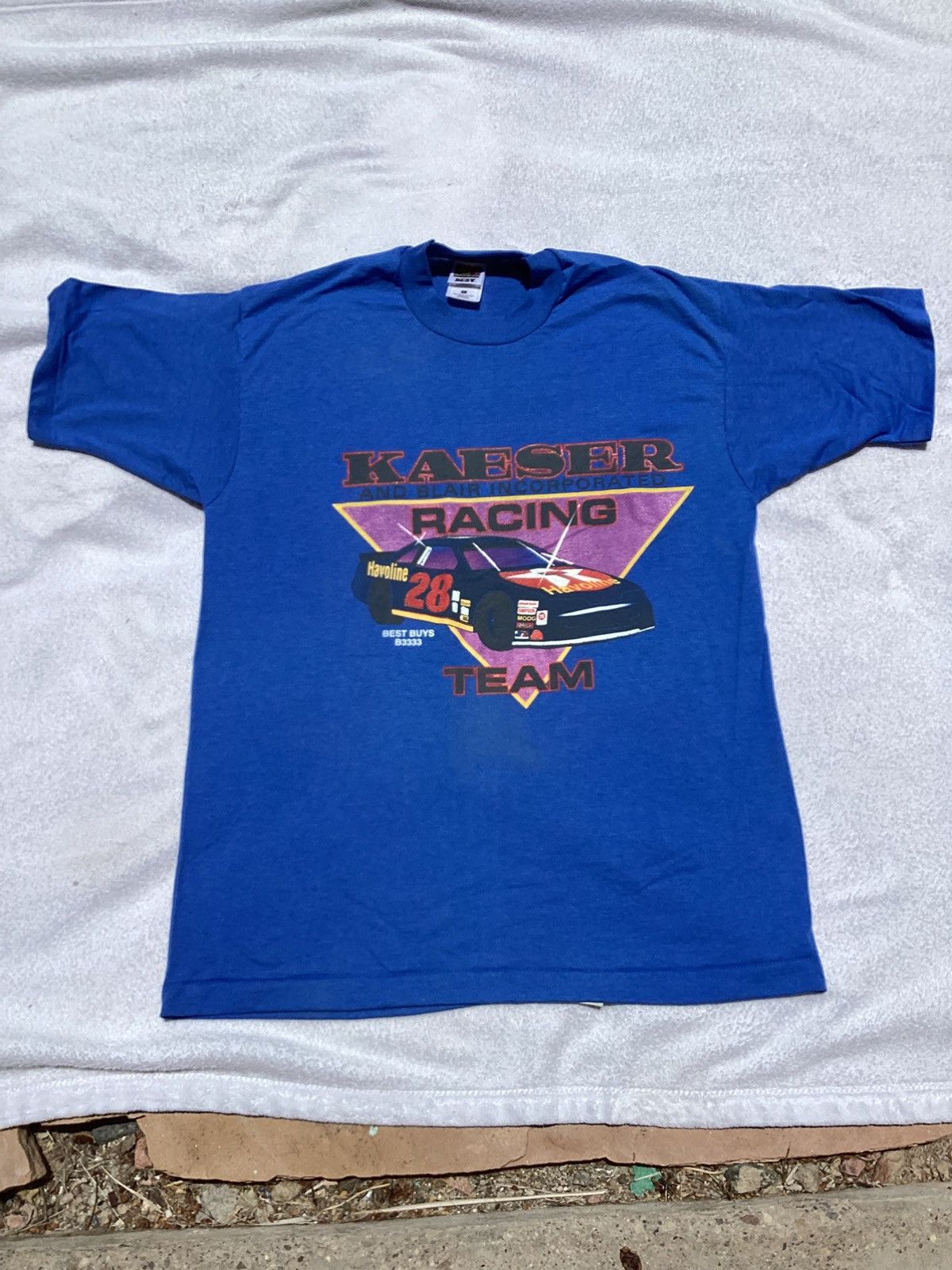 Vintage Vtg 90s Kaser racing team Haveoline fuel/Oil #28 SS Tee Size US L / EU 52-54 / 3 - 1 Thumbnail