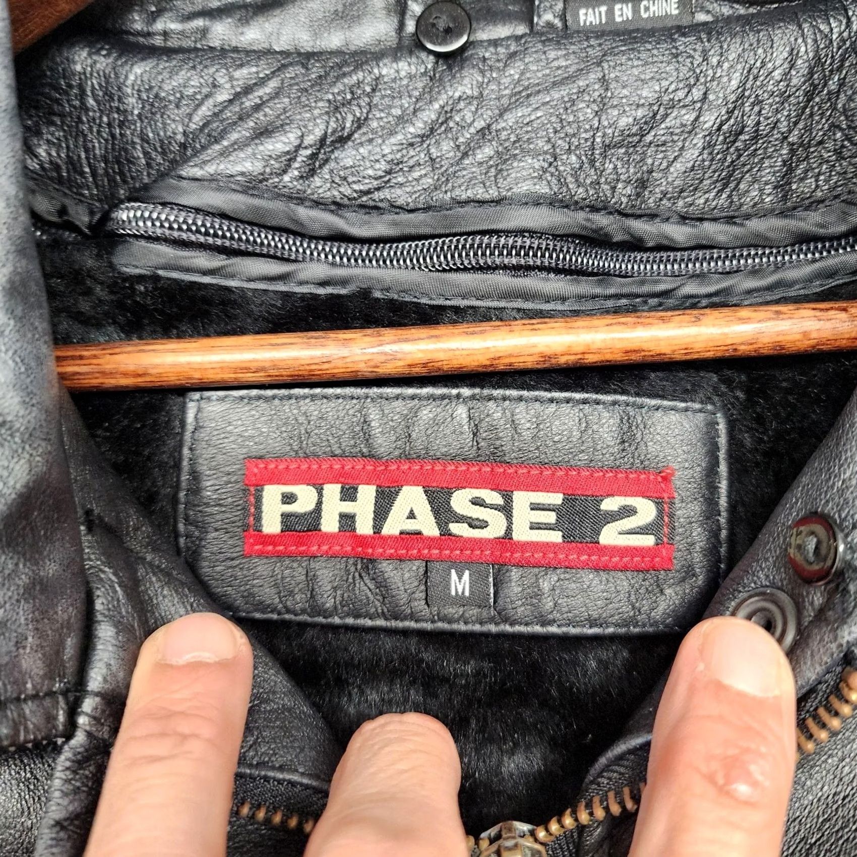 Vintage Phase 2 Leather Coat Mens Medium Black Zip Front Removable Faux Fur Liner Coat Size US M / EU 48-50 / 2 - 4 Thumbnail