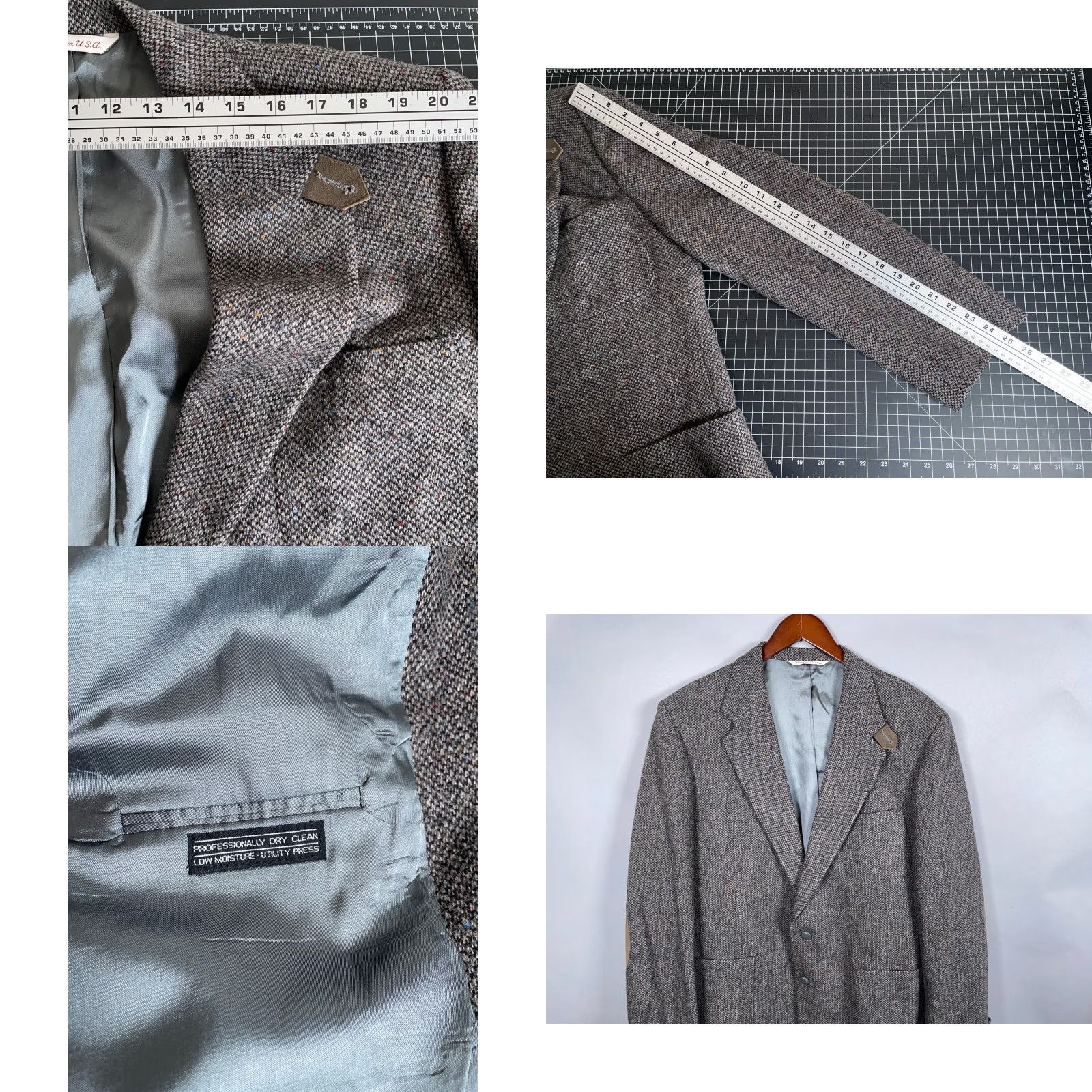 Stafford VINTAGE Stafford Men's Blazer 2 Button Tweed Wool Gray Long Elbow Patches Casual 46 Long Size 46R - 8 Thumbnail