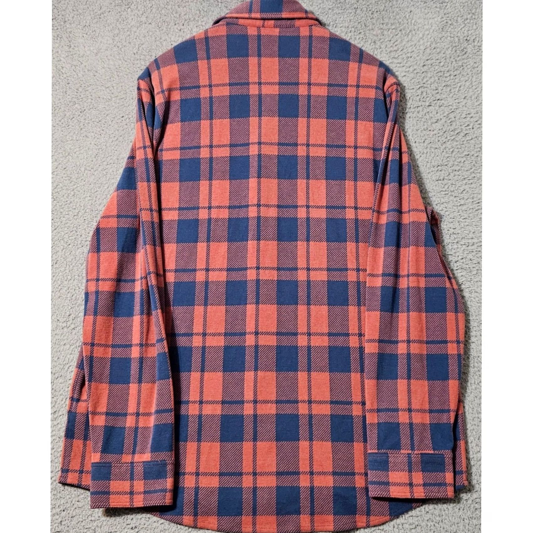 Quince Quince Shirt Mens XL Red Blue Plaid Stretch Sweater Fleece Soft Comfy Flannel Size US XL / EU 56 / 4 - 2 Thumbnail