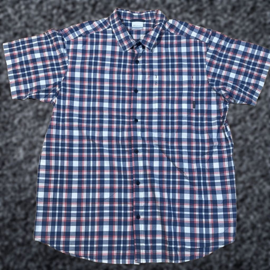 Vintage Columbia Sportswear Shirt Mens 2XL Rapid Rivers II Short Sleeve Blue Pink Plaid Button-Up Casual Outdoors Mens Size US XXL / EU 58 / 5 - 1 Thumbnail