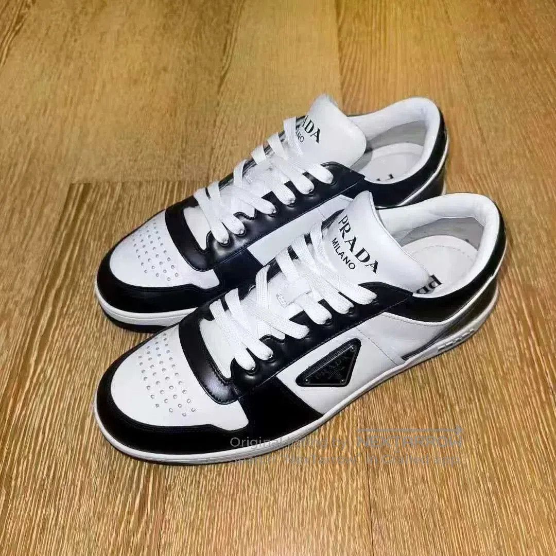 prada black and white logo sneakers size 41.5.