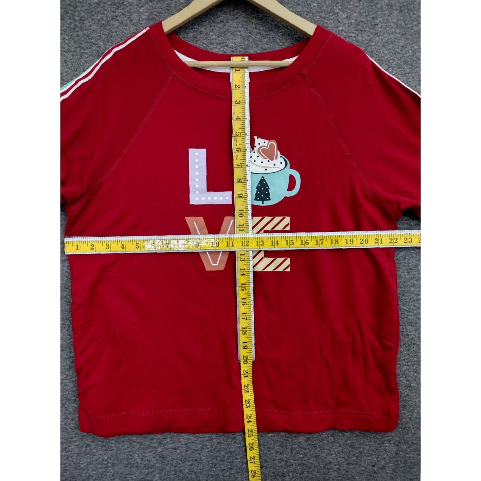 Vintage Joyspun Women's LOVE Print Pajama Top Shirt L Red 12-14 Graphic Print Crew Neck Pullover Mock-Tek Size L / US 10 / IT 46 - 4 Thumbnail