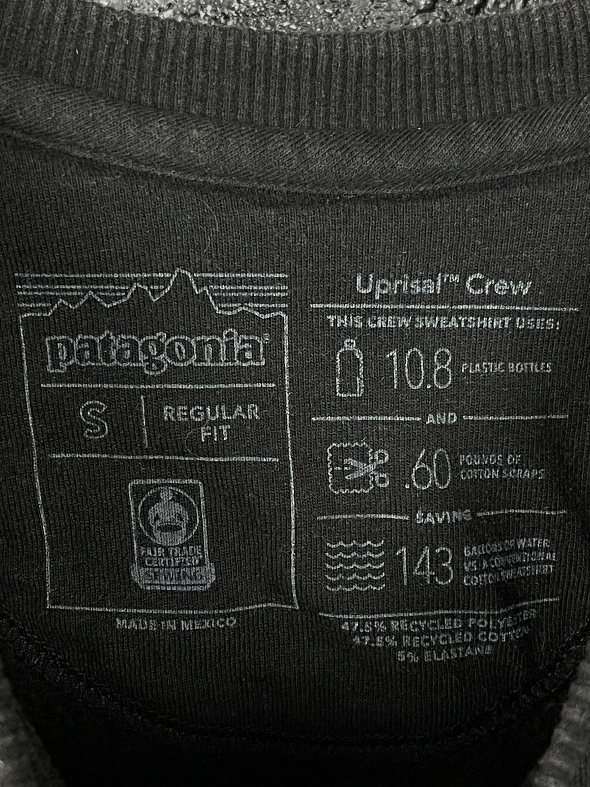 Patagonia Patagonia Regular Fit Black Organic Cotton Sweatshirt Men’s Size US S / EU 44-46 / 1 - 8 Thumbnail