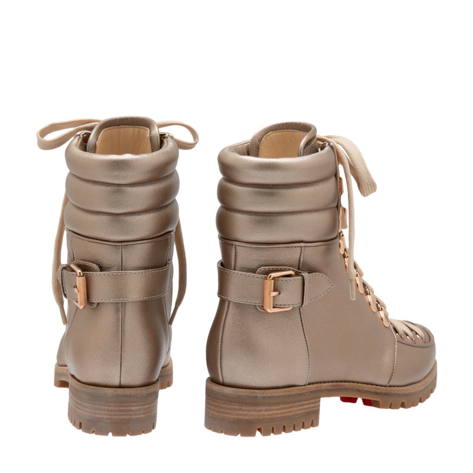 Christian Louboutin Christian Louboutin Who Runs Flat Colombe Gold Combat Size US 5.5 / IT 35.5 - 10 Thumbnail