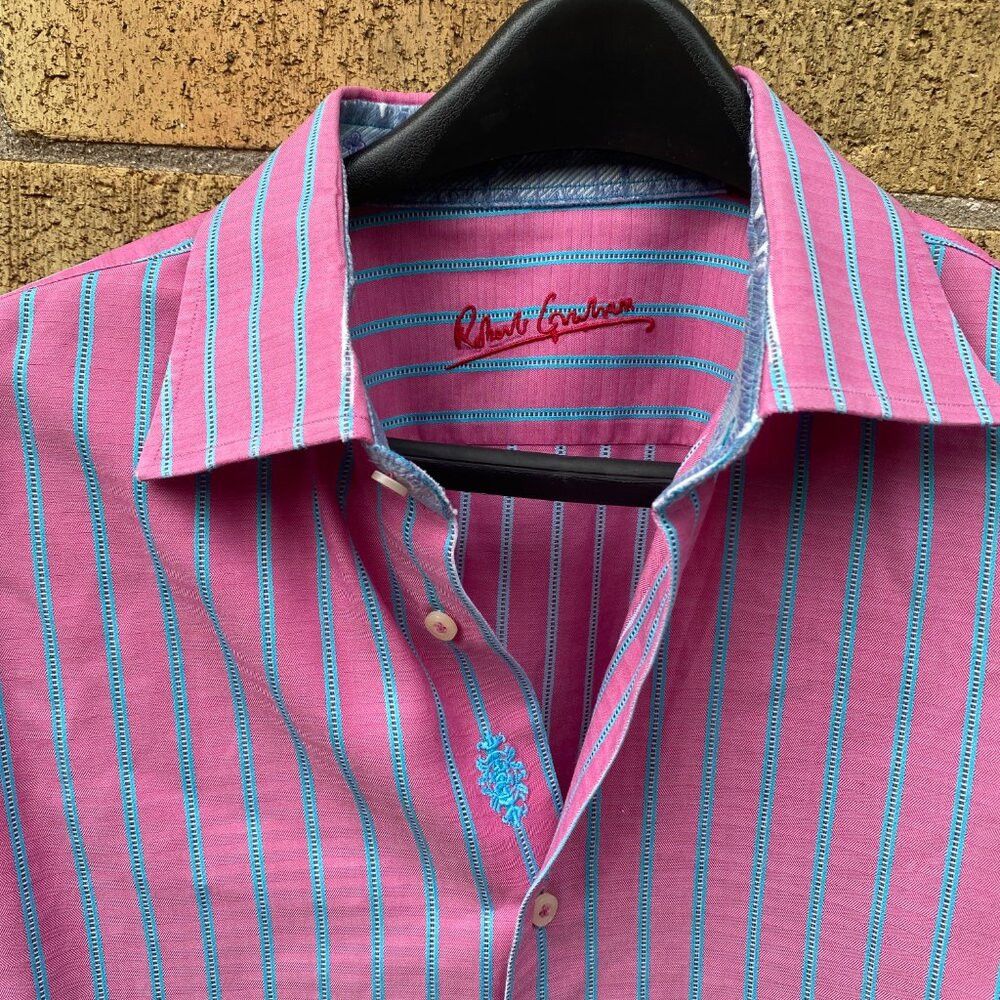 Robert Graham Robert Graham Striped Button Up Dress Shirt Pink Blue Large Size US L / EU 52-54 / 3 - 5 Thumbnail