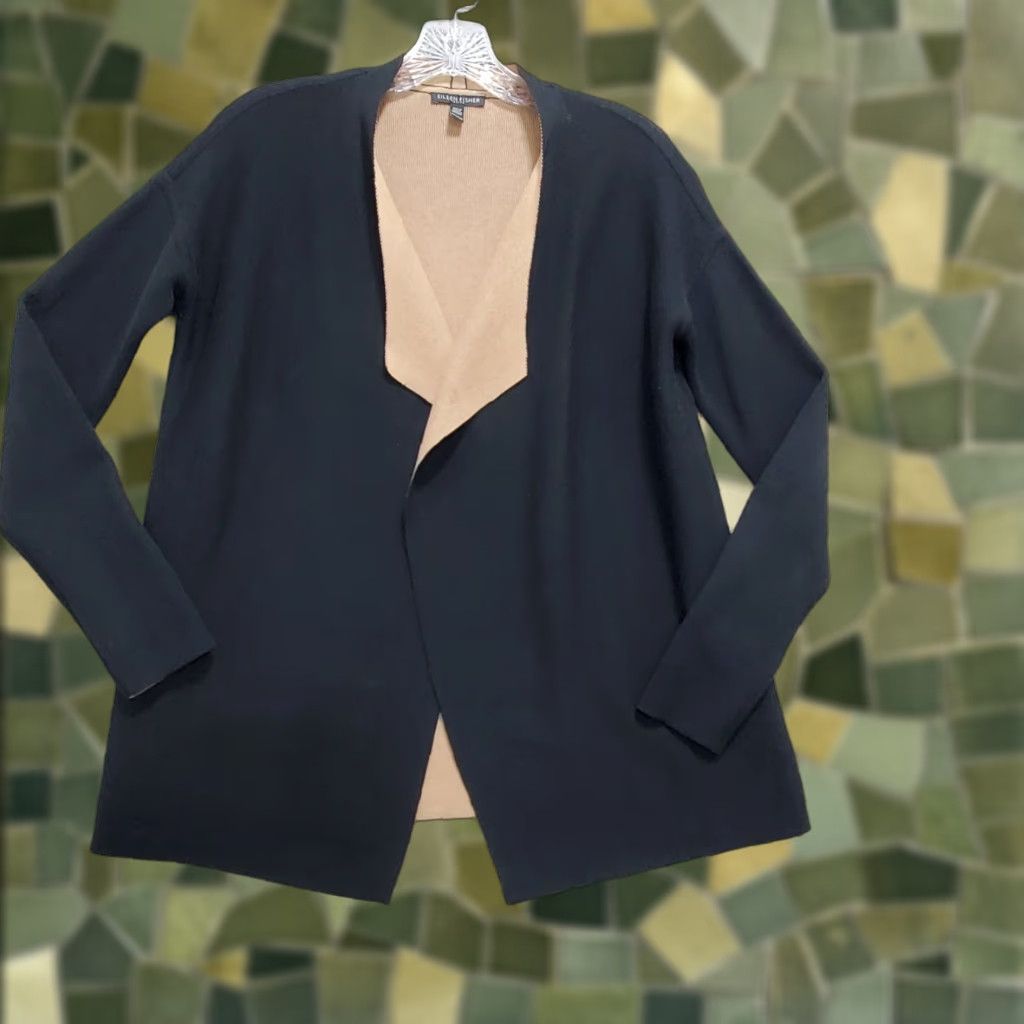 Eileen Fisher Eileen Fisher Sweater Womens PP Black Silk Blend Cardigan Open Front Long Sleeve Size XXS / US 00 / IT 34 - 1 Thumbnail