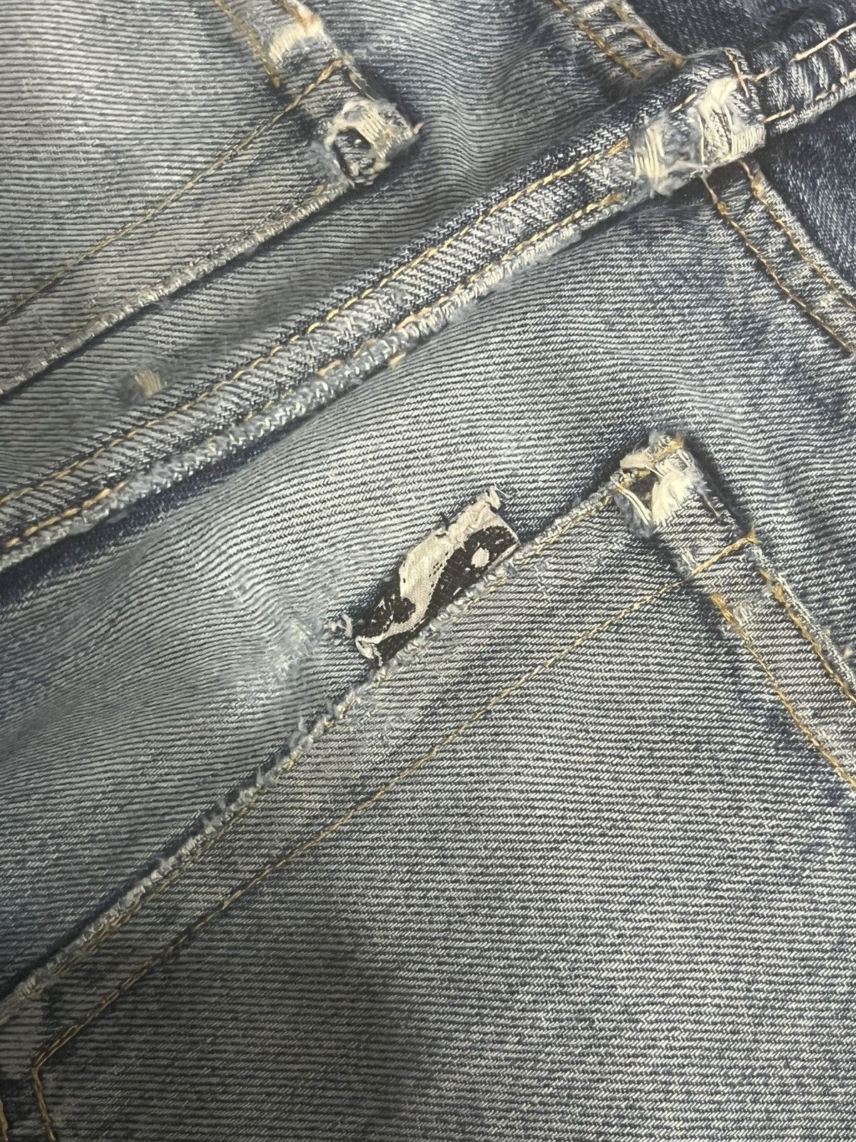 Okura Japan Okura 5 Blue Faded Washed Distressed Selvedge Jeans Size US 31 - 12 Thumbnail