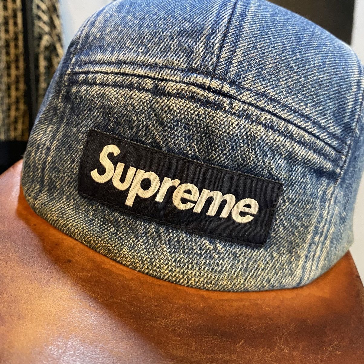Supreme Supreme Denim Leather Visor Camp Cap Denim 2024 Size ONE SIZE - 6 Thumbnail