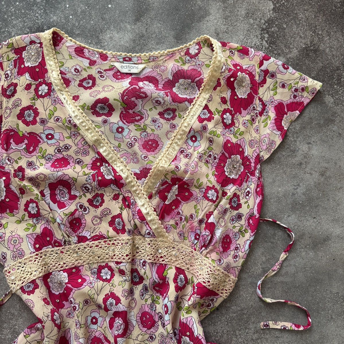 Hysteric Glamour 2000’s Aesthetic Vintage Y2K Boho Floral Babydoll Blouse Top Size L / US 10 / IT 46 - 4 Thumbnail
