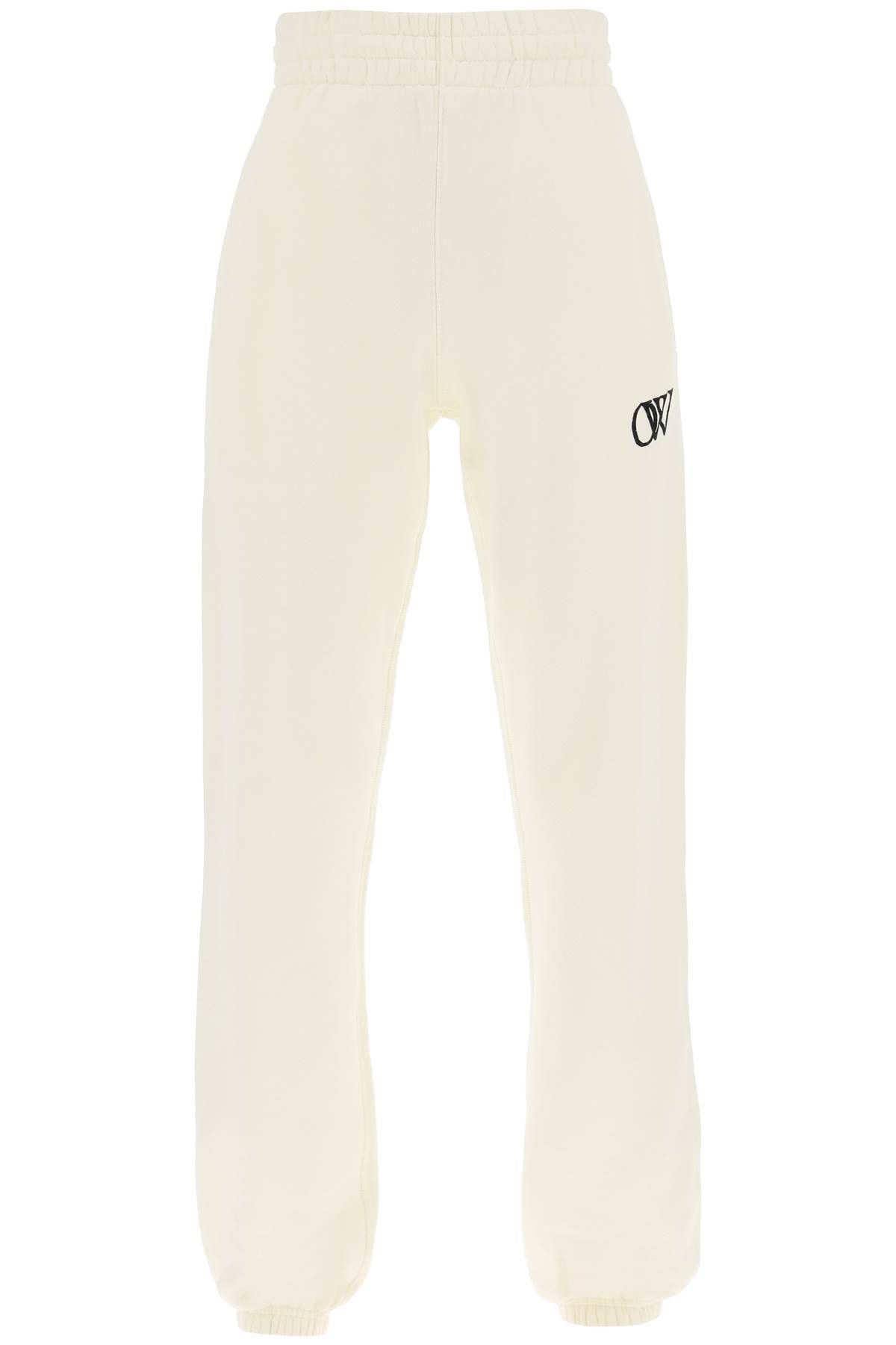 image of Off White Joggers With Flocked Logo in Bianco, Women's (Size 24)