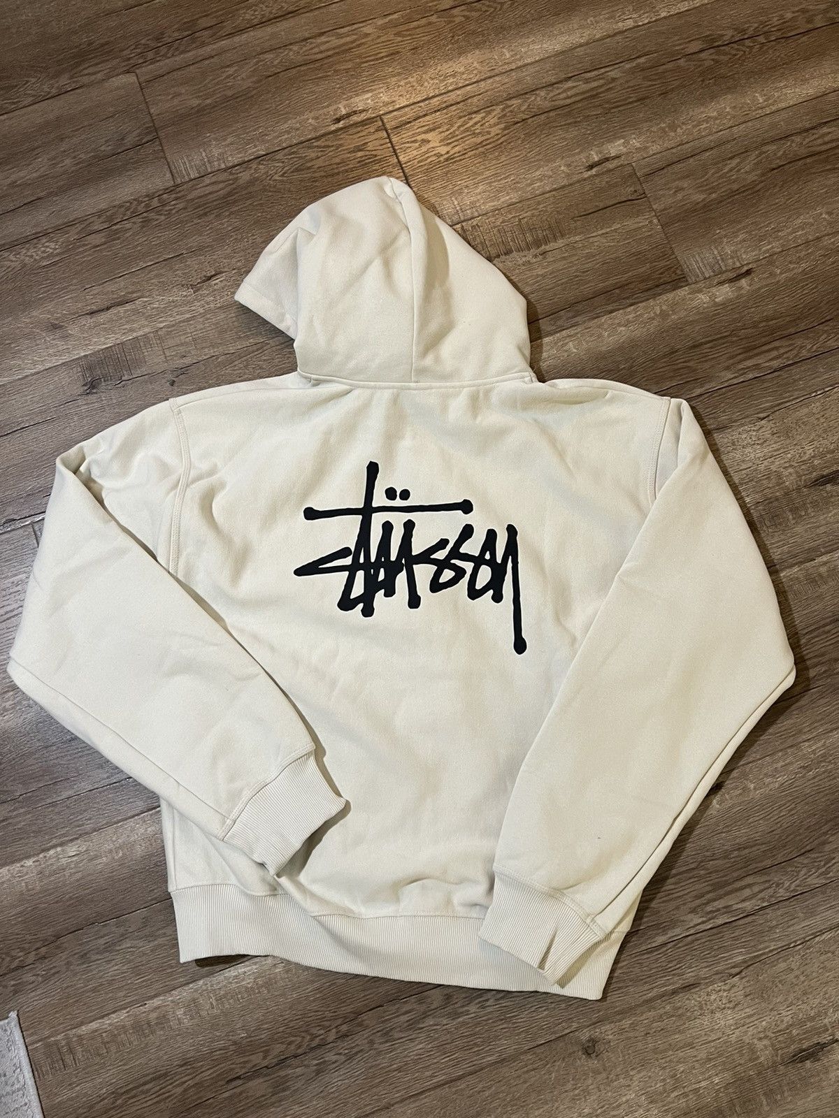 image of Stussy Stock Logo Zip Up in White, Men's (Size 2XL)