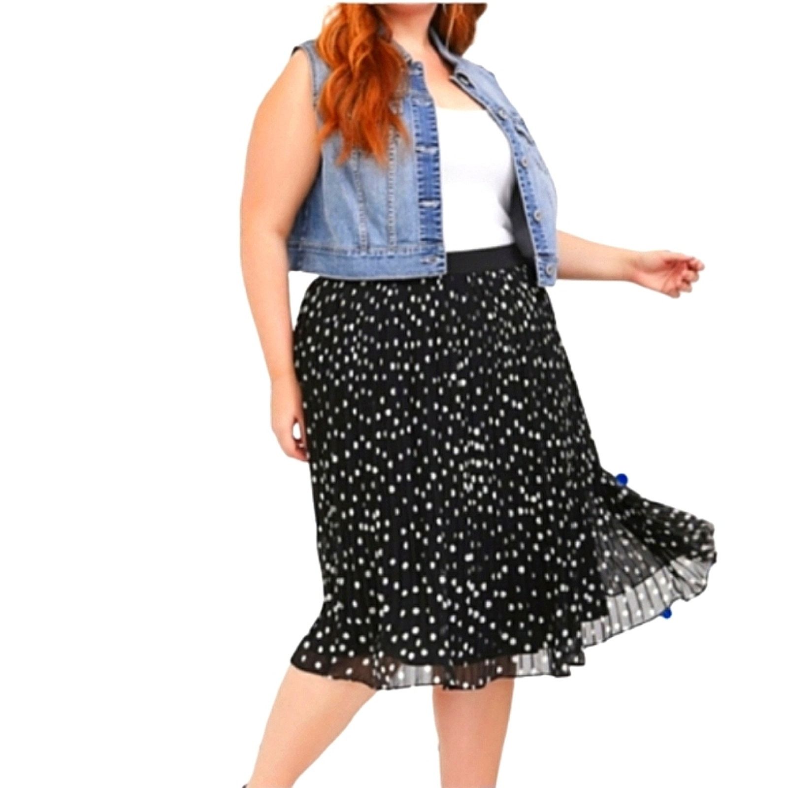 Torrid TORRID ● POLKA DOT ● BROOMSTICK PLEATED ● SKIRT 4x ● NWT Size 42" / US 20 - 2 Thumbnail