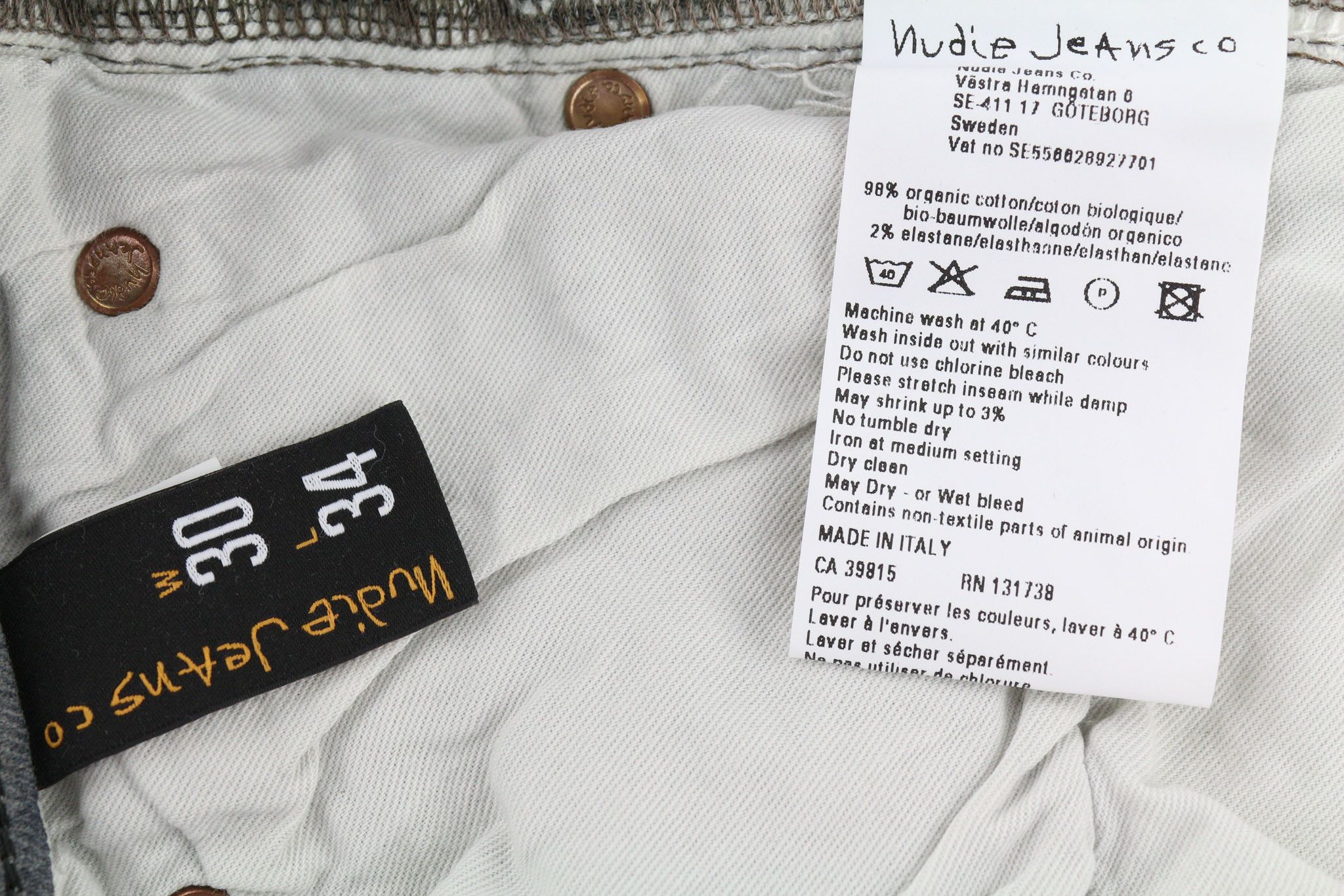 Nudie Jeans TIGHT LONG JOHN W30/L34 Organic Charcoal Zip Fit 80702 Size US 30 / EU 46 - 6 Thumbnail