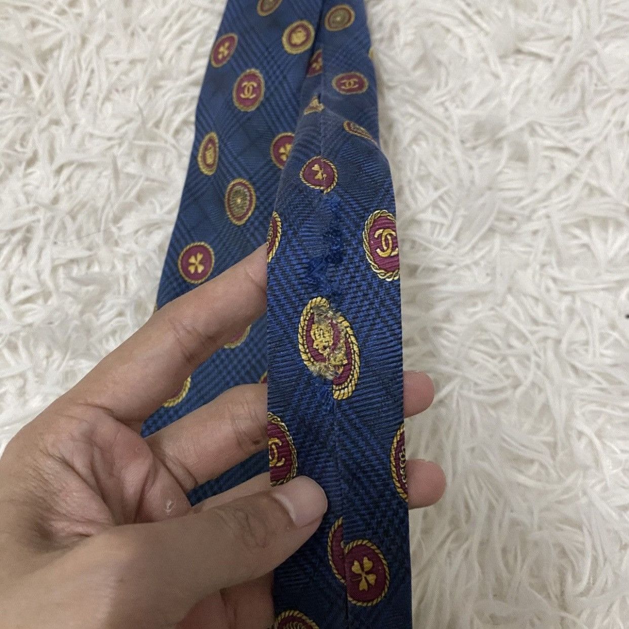 Chanel Vintage Chanel Interlocking CC Medallion Silk Tie Size ONE SIZE - 5 Thumbnail