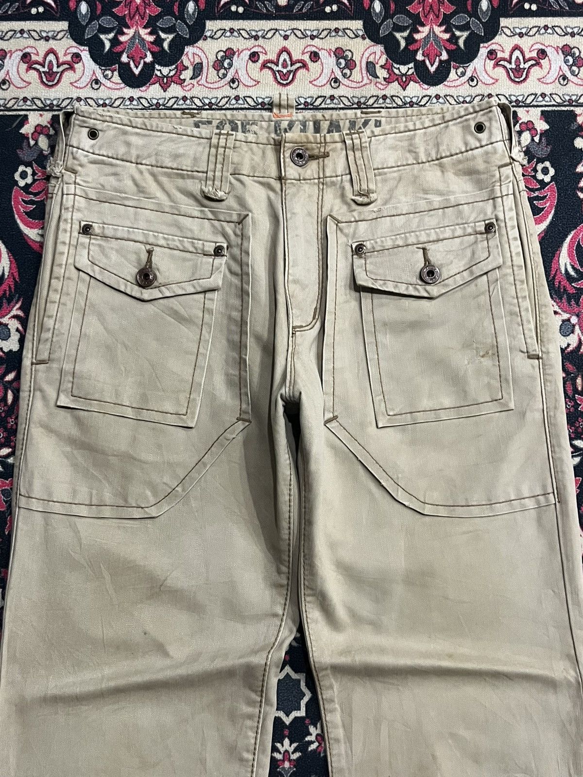 Edwin Vintage Japanese Edwin 503 Cargo Khaki Washed Flare Pants Size US 30 / EU 46 - 4 Thumbnail