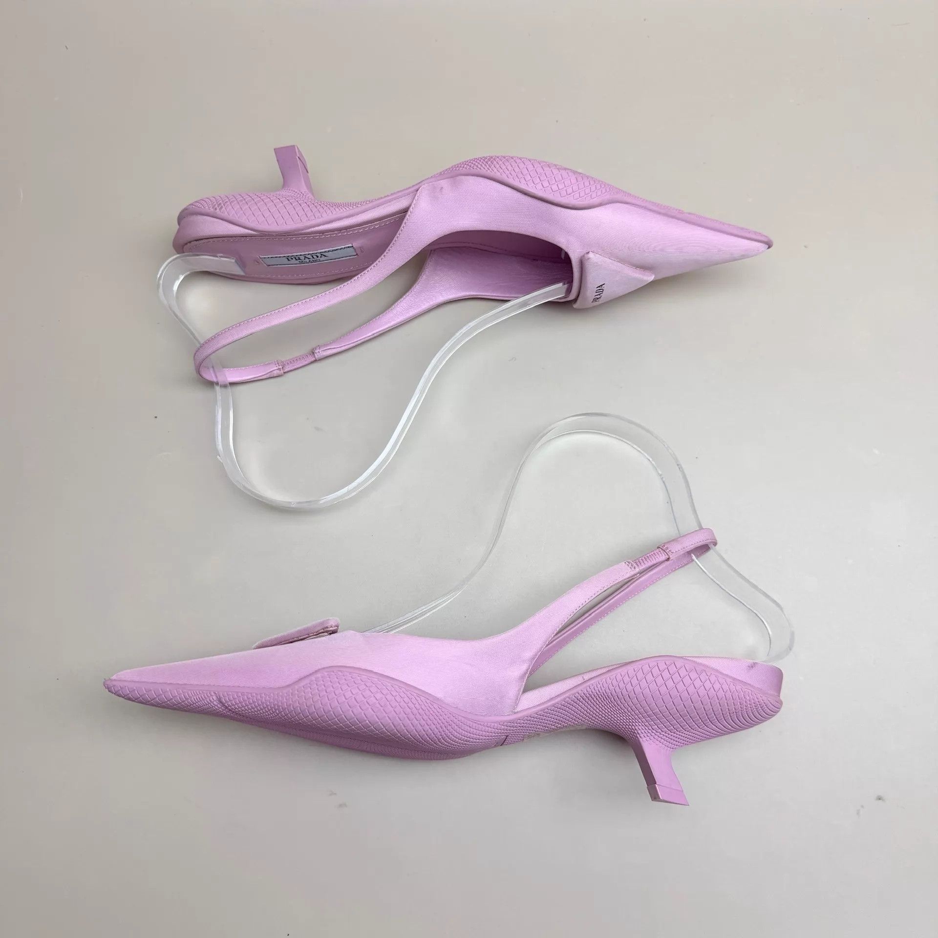 Prada Prada Women's Pink Triangle Logo Kitten Heel 37 EU Mint Size US 6.5 / IT 36.5 - 5 Thumbnail