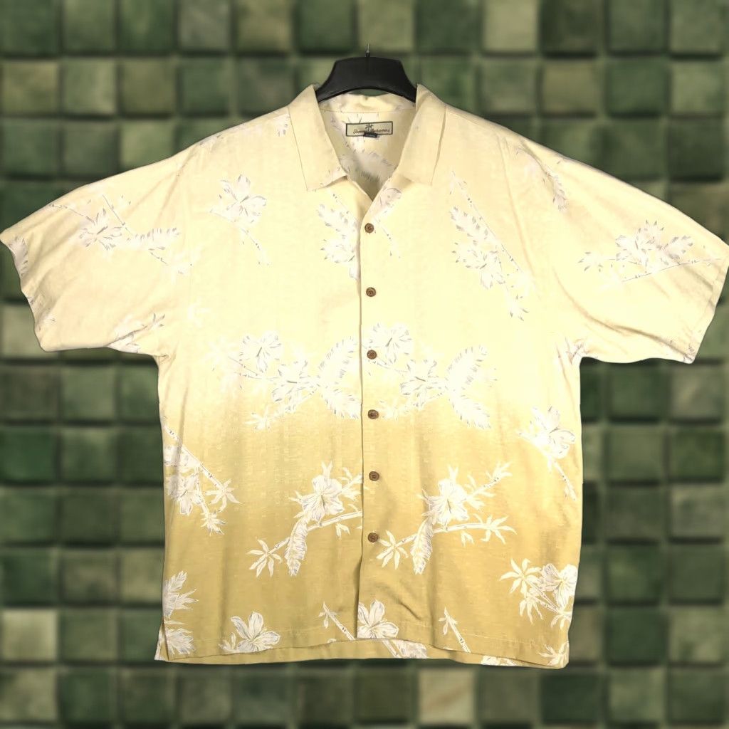Tommy Bahama VINTAGE Tommy Bahama Shirt Men’s XL Hawaiian Yellow Gradient Floral Camp Button-Up Silk Short Sleeve Men Womens? Size US XL / EU 56 / 4 - 1 Thumbnail
