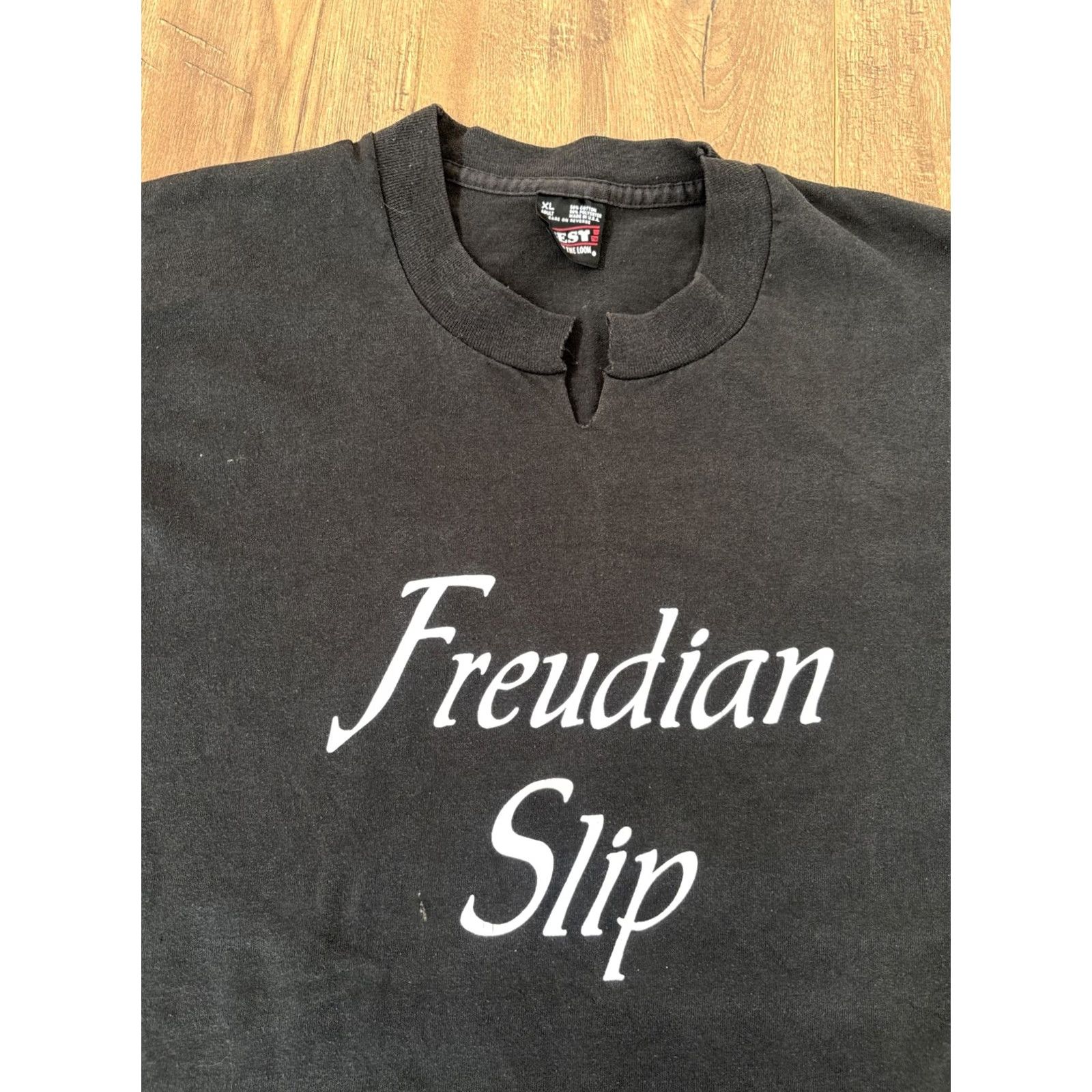 Fruit Of The Loom VINTAGE Sigmund Freud “Freudian Slip” Single Stitch Funny T-Shirt Mens XL Black Size US XL / EU 56 / 4 - 3 Thumbnail