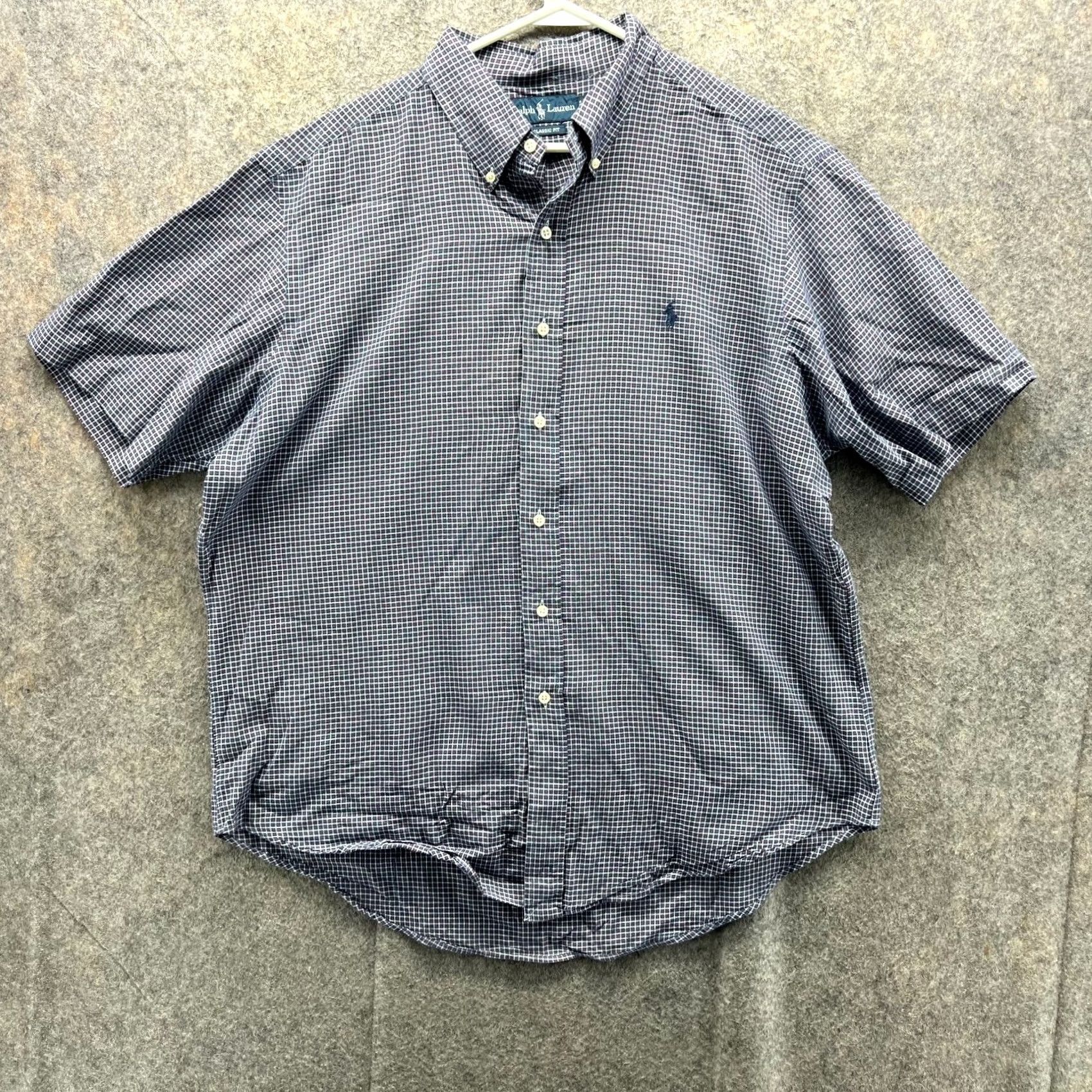 Ralph Lauren VINTAGE Ralph Lauren Shirt Men XL Blue Windowpane Button Down Classic Short Sleeve Vtg Size US XL / EU 56 / 4 - 2 Thumbnail