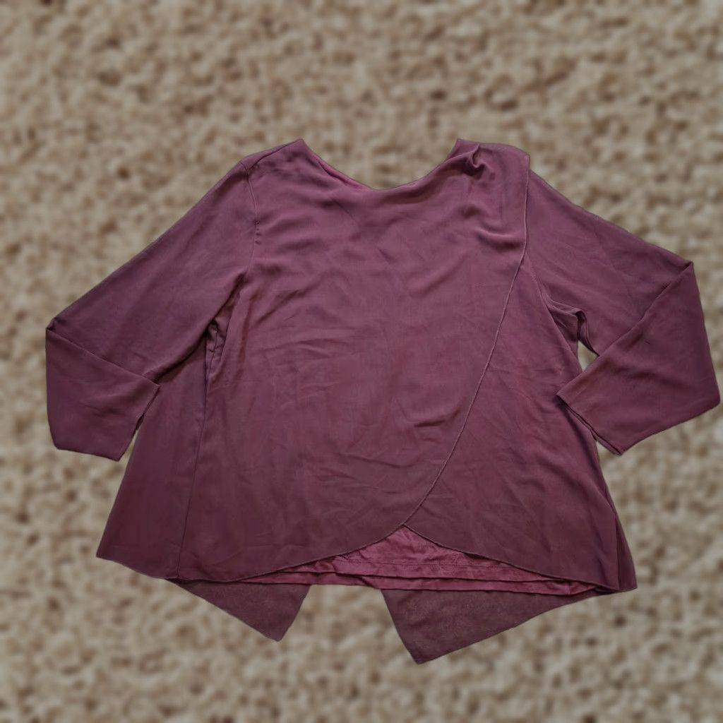 Soft Surroundings Soft Surroundings Top Womens 1X Purple Sheer Layer Round Neck Long Sleeve Casual Blouse Size XL / US 12-14 / IT 48-50 - 1 Thumbnail