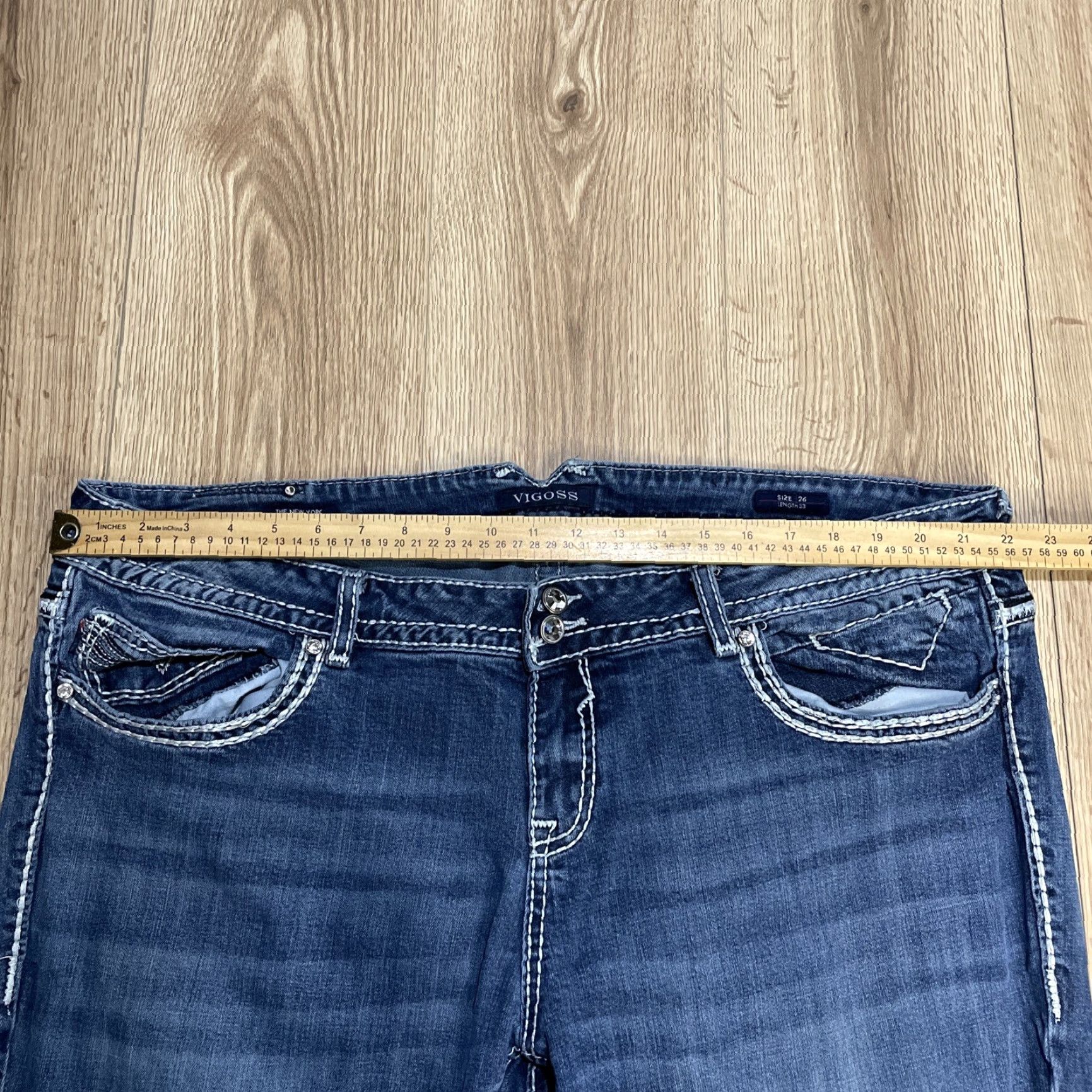 Vintage VINTAGE Vigoss Women's Jeans Slim Boot Embellished Skinny Size 26 Blue Size 26" / US 2 / IT 38 - 5 Thumbnail