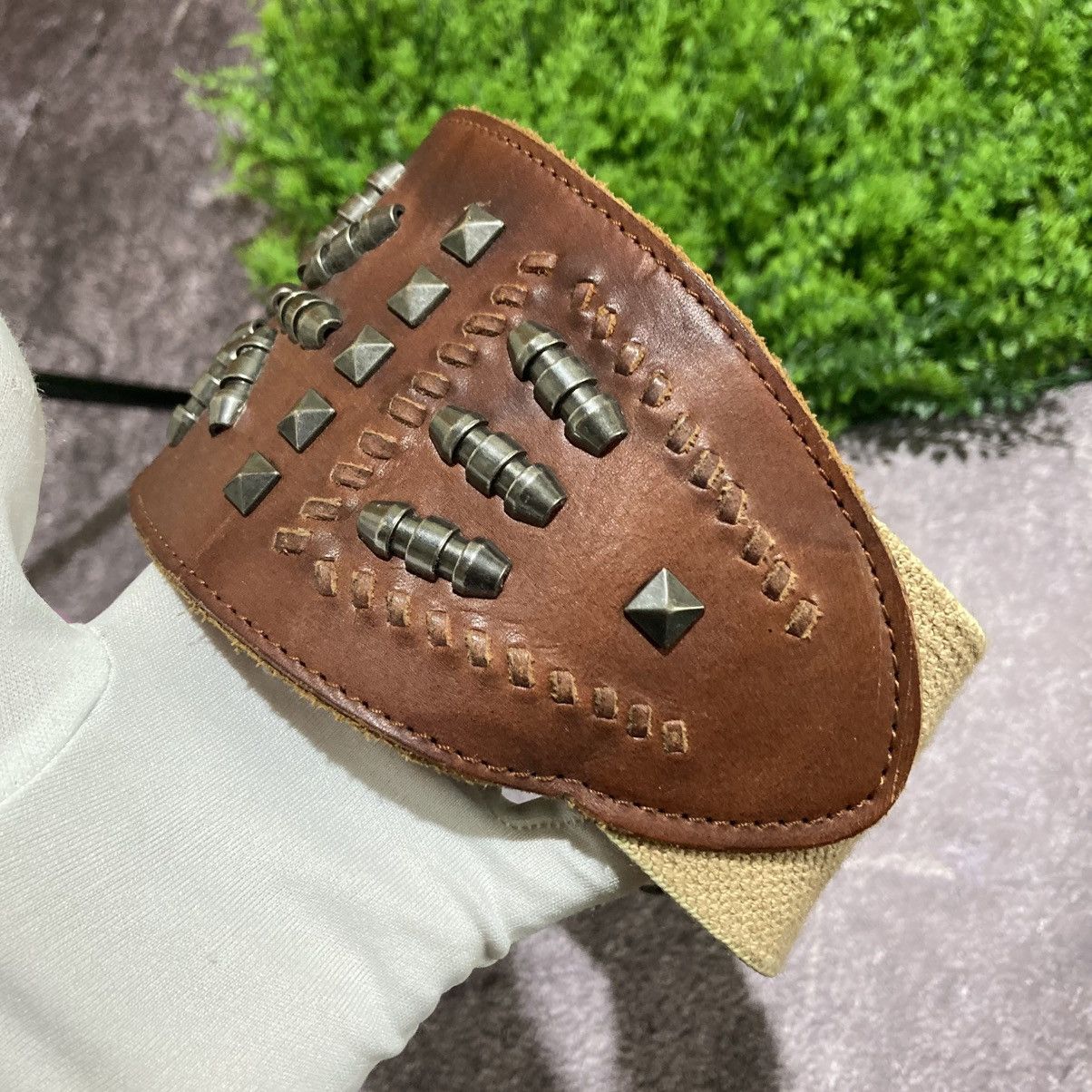 CABANE de ZUCCa VINTAGE CABANE ZUCCA Brown Leather Studded Wide Elastic Belt Size ONE SIZE - 6 Thumbnail