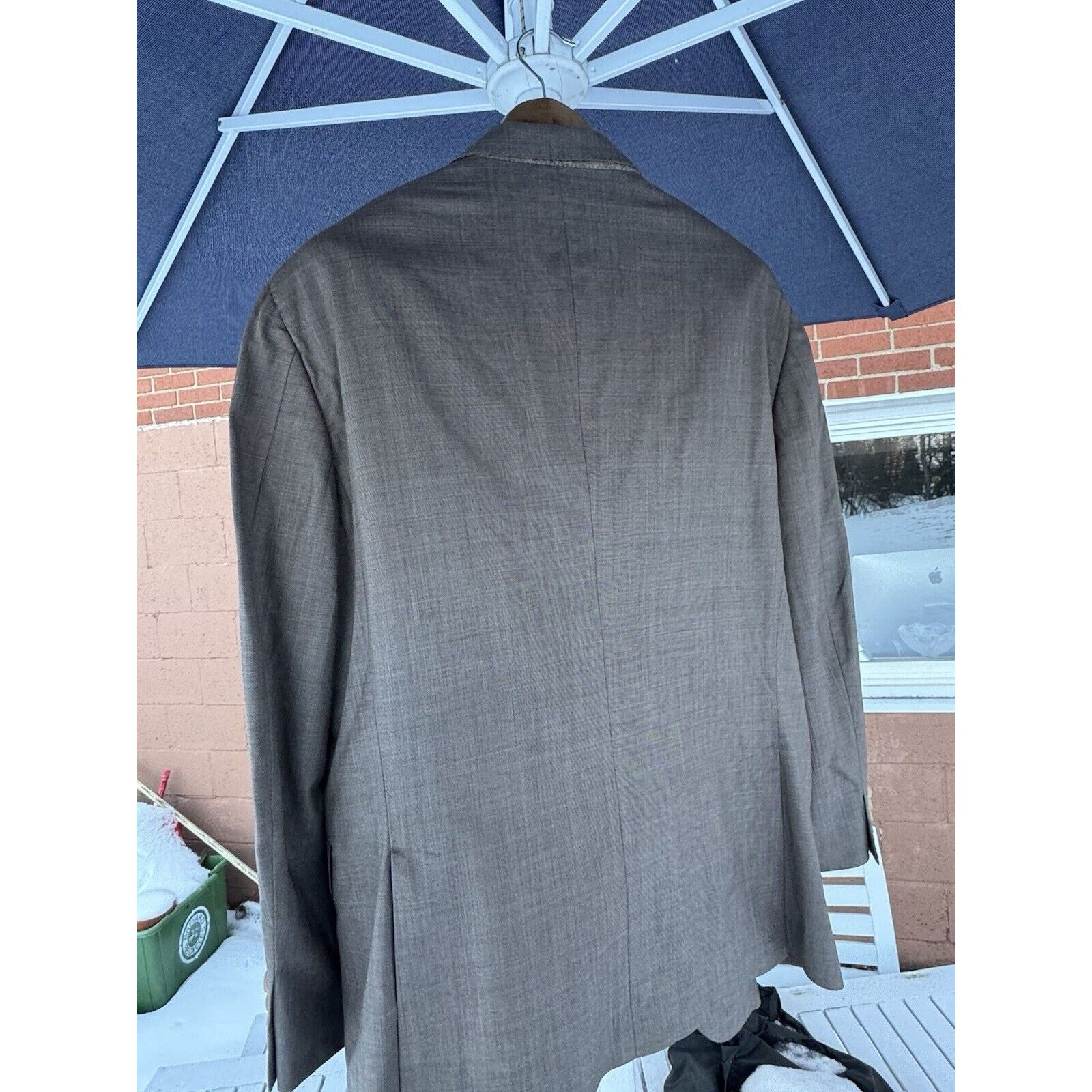 Brunello Cucinelli Brunello Cucinelli Peak Lapel Taupe Jacket 56/46 Wool Silk Size 46R - 7 Thumbnail