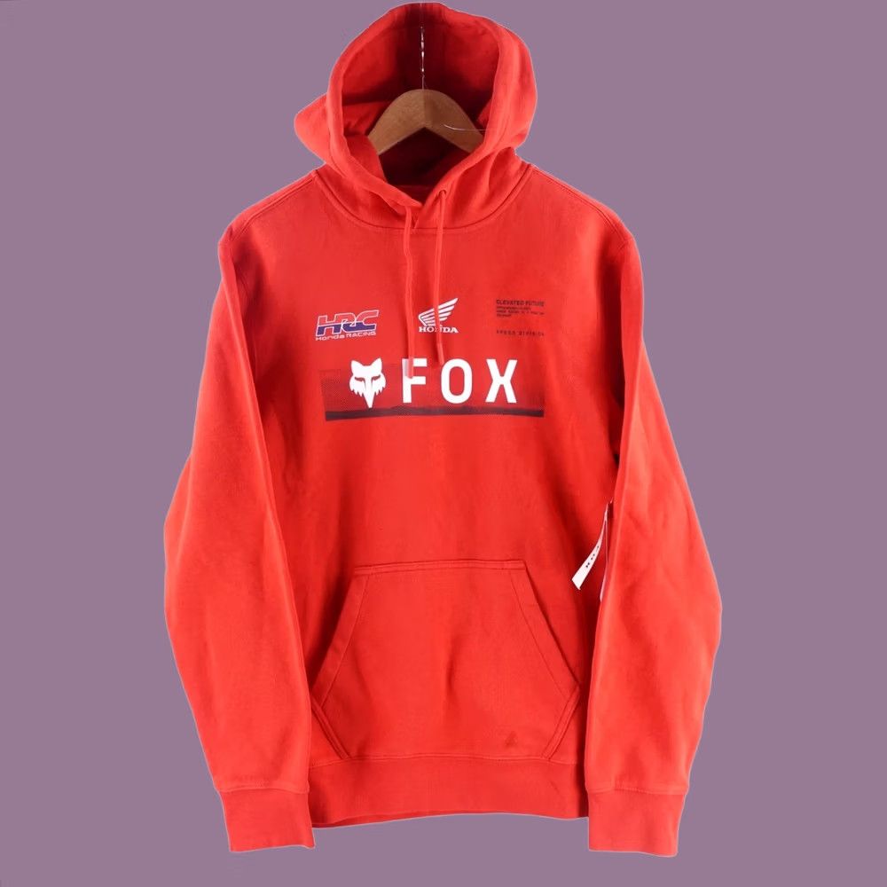 Fox Racing Honda Hrc Hoodie Mens Medium Red Fleece Pullover Y2K, Men's