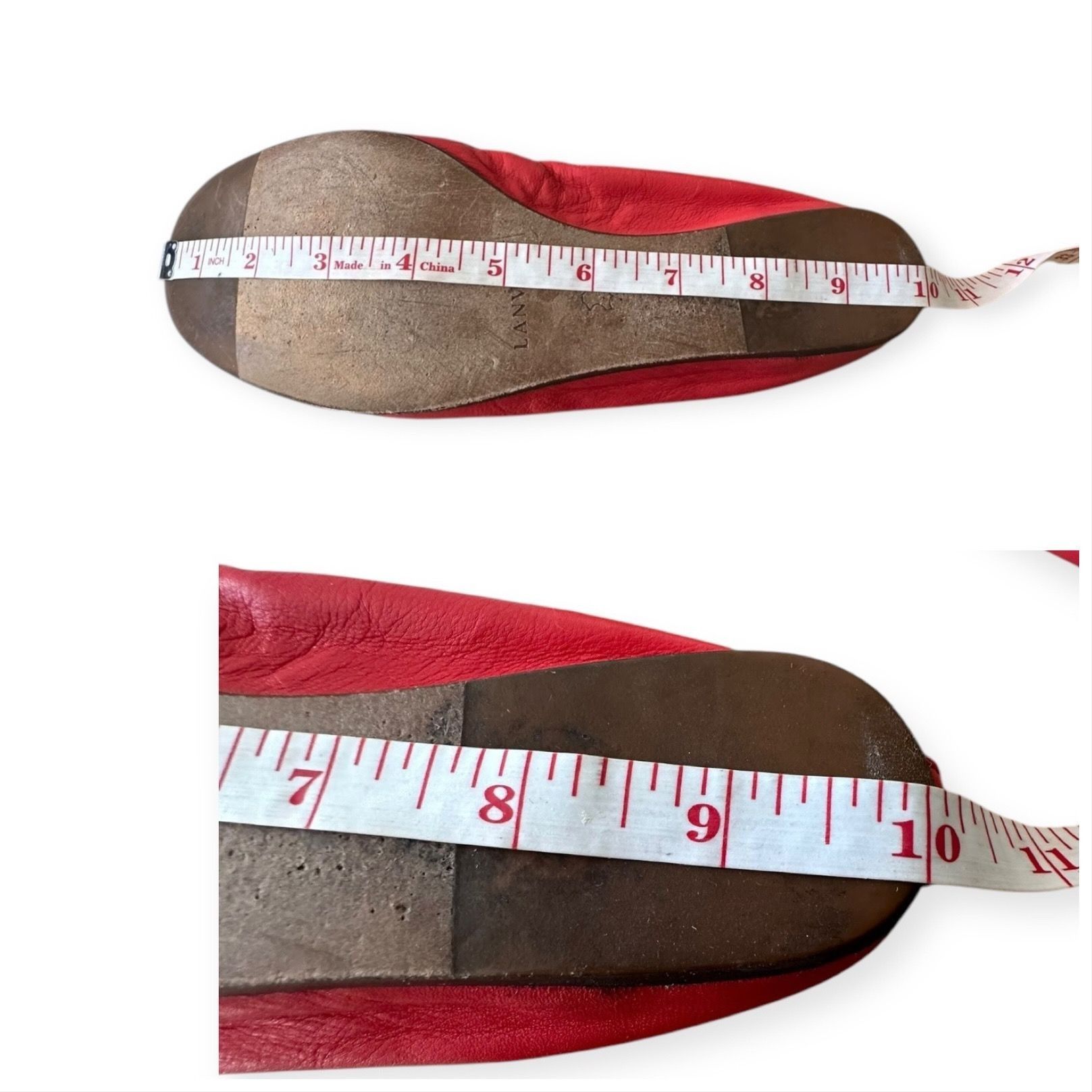 Lanvin Lanvin Cap-Toe Ballerina Flats. in Red /Orange Leather, 39 Size US 9 / IT 39 - 12 Thumbnail