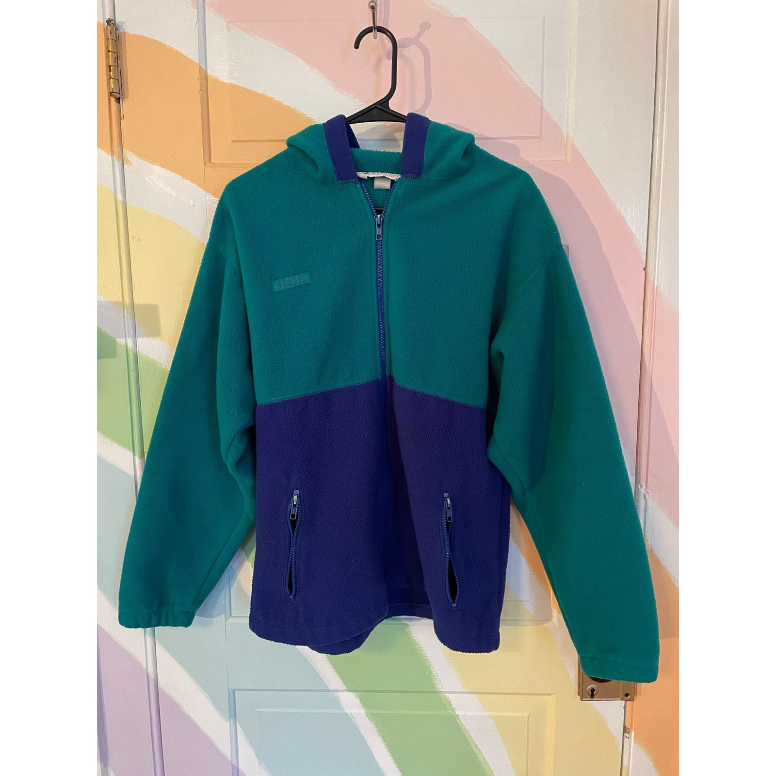 Columbia Vintage Columbia Hooded Fleece Jacket Green Purple M/L Size US M / EU 48-50 / 2 - 3 Thumbnail
