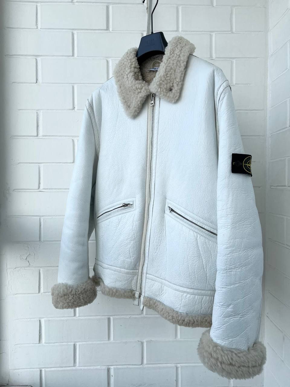 Stone island hot sale shearling jacket